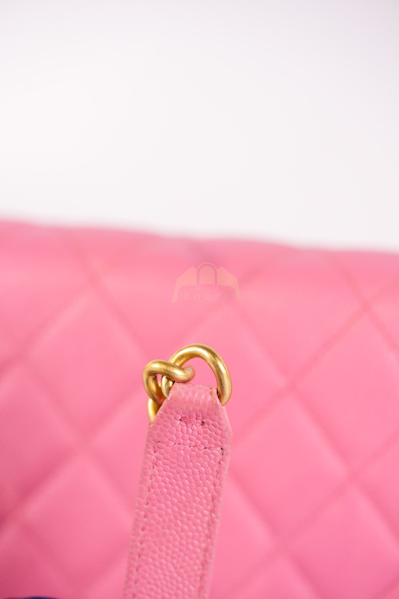 Wallet On Chain (WOC) in Pink Quilted Caviar Leather and Aged Gold Hardware Series 31 | Purse Maison Luxury Bags Shop
