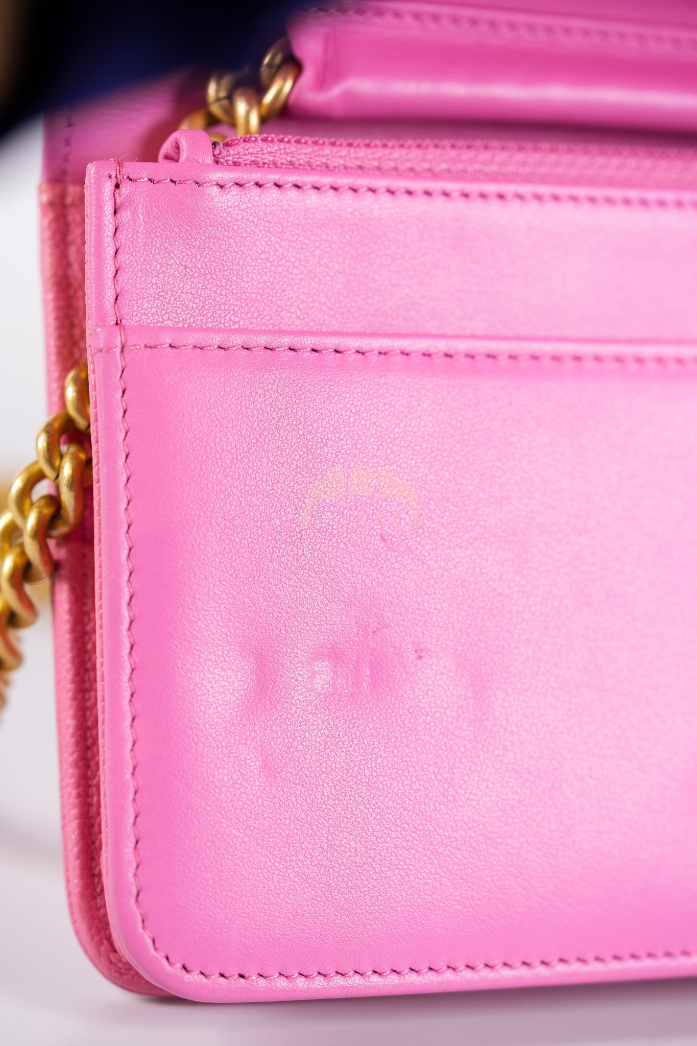 Wallet On Chain (WOC) in Pink Quilted Caviar Leather and Aged Gold Hardware Series 31 | Purse Maison Luxury Bags Shop