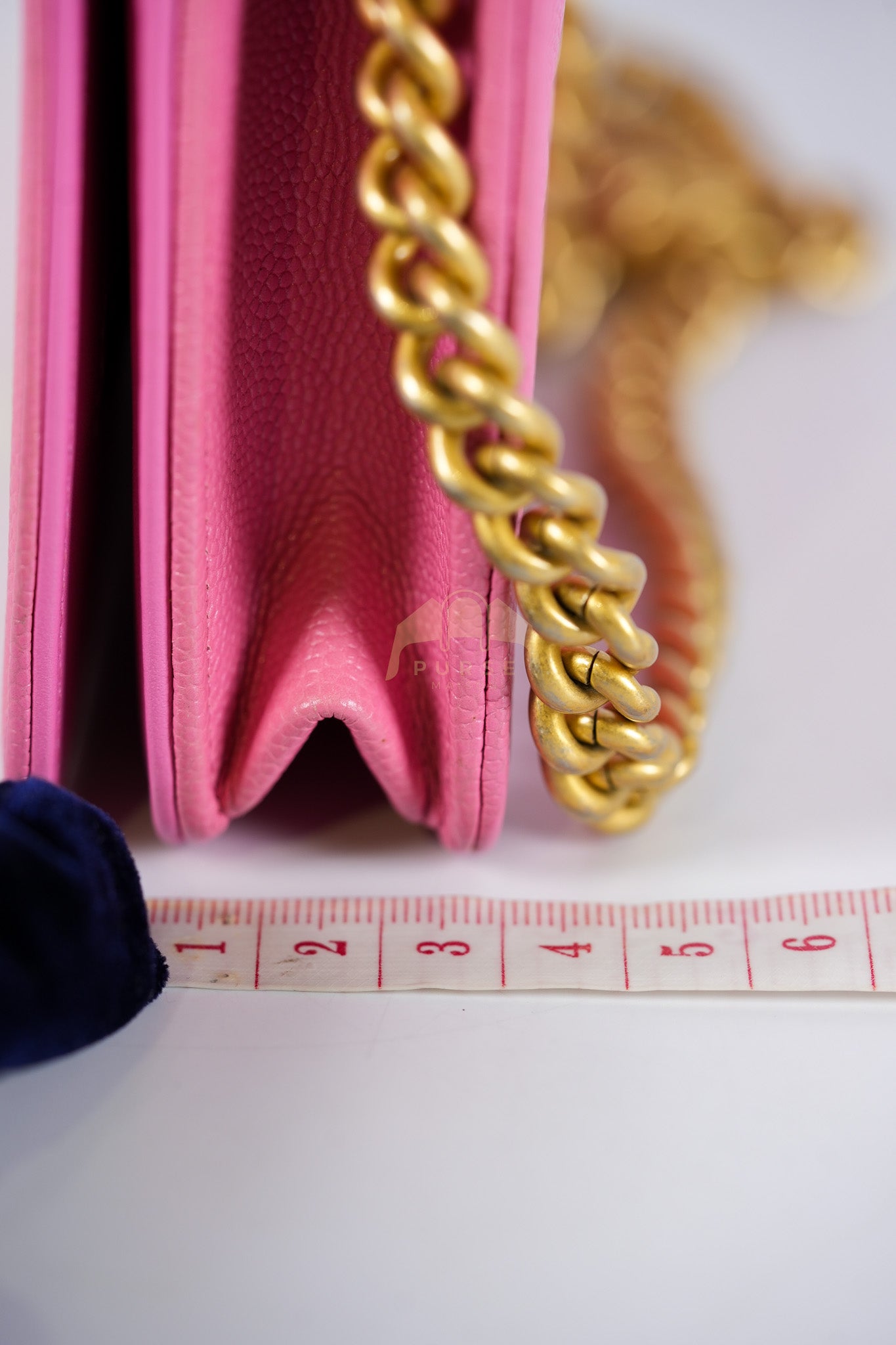 Wallet On Chain (WOC) in Pink Quilted Caviar Leather and Aged Gold Hardware Series 31 | Purse Maison Luxury Bags Shop