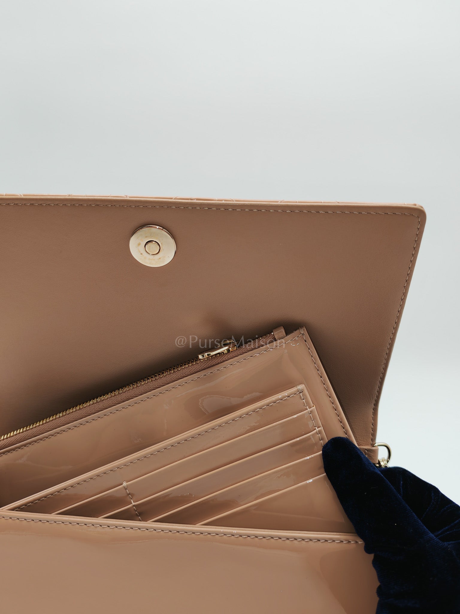 Wallet On Chain (WOC) Rose des Vents Cannage Patent Leather Chain Bag | Purse Maison Luxury Bags Shop
