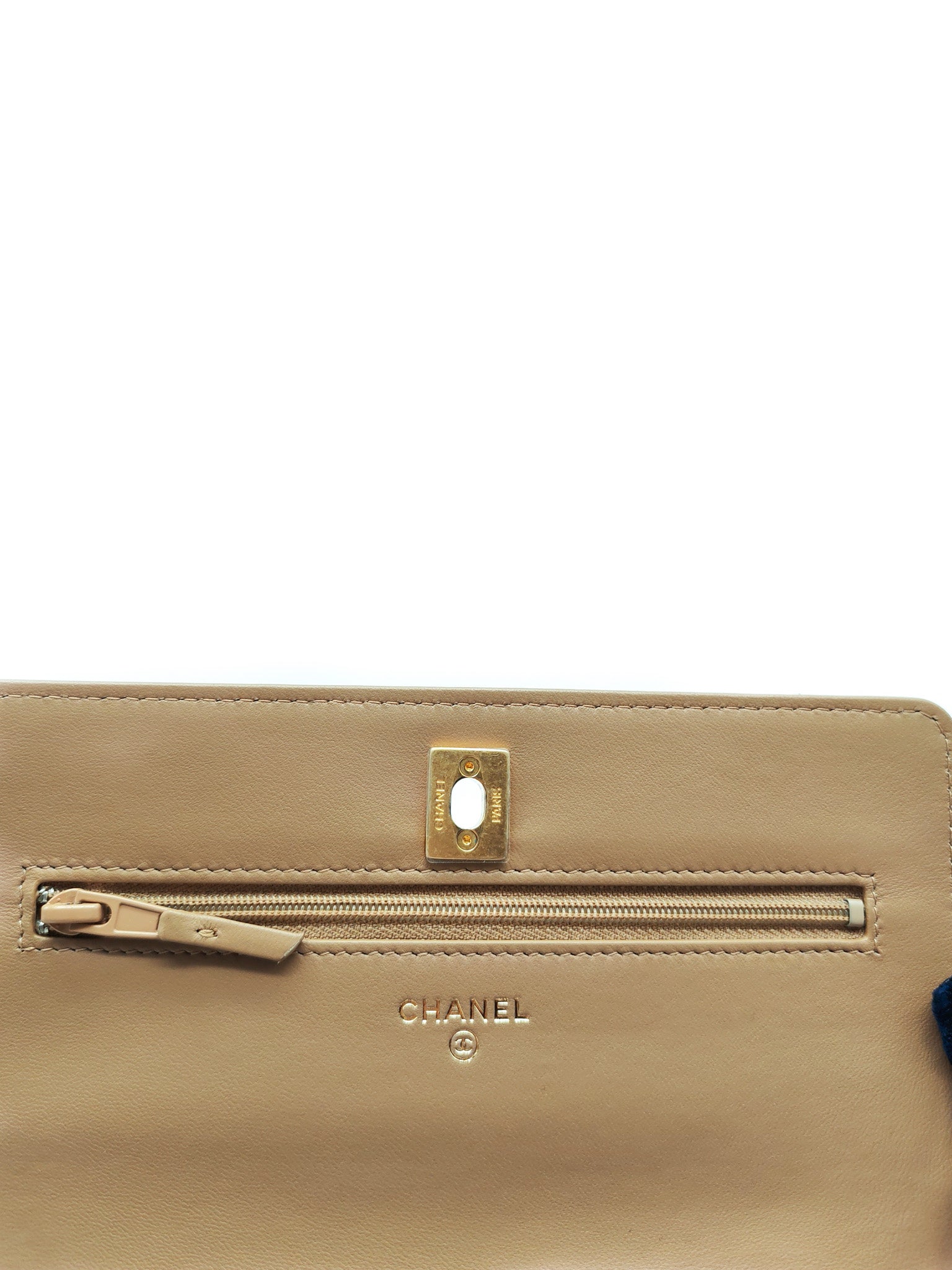 Wallet On Chain(Adjustable Strap) in Dark Beige Lambskin Aged Gold Hardware (Microchip) | Purse Maison Luxury Bags Shop