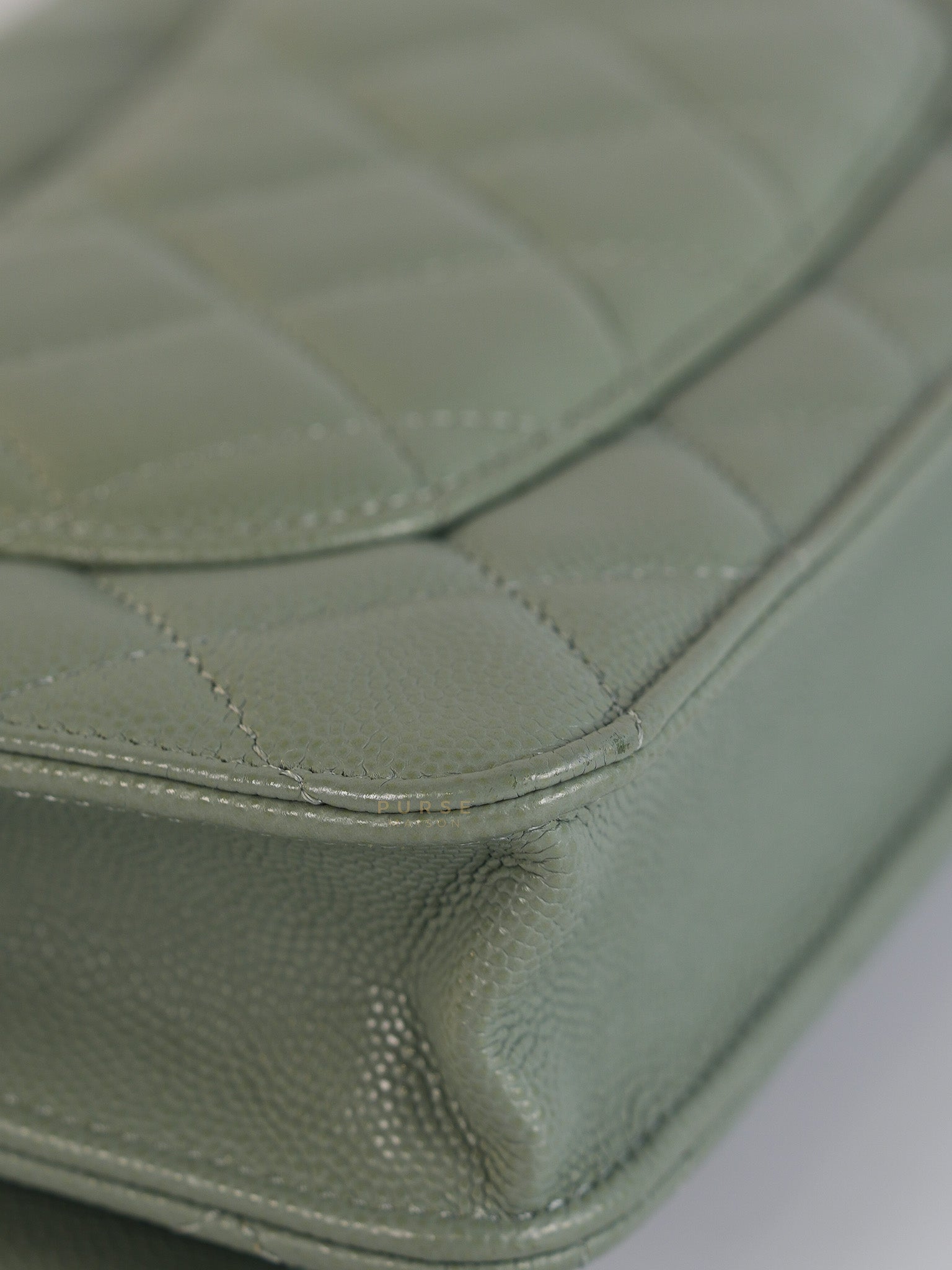 Wallet on Chain(WOC) Light Green Caviar Leather Light Gold Hardware(Microchip) | Purse Maison Luxury Bags Shop