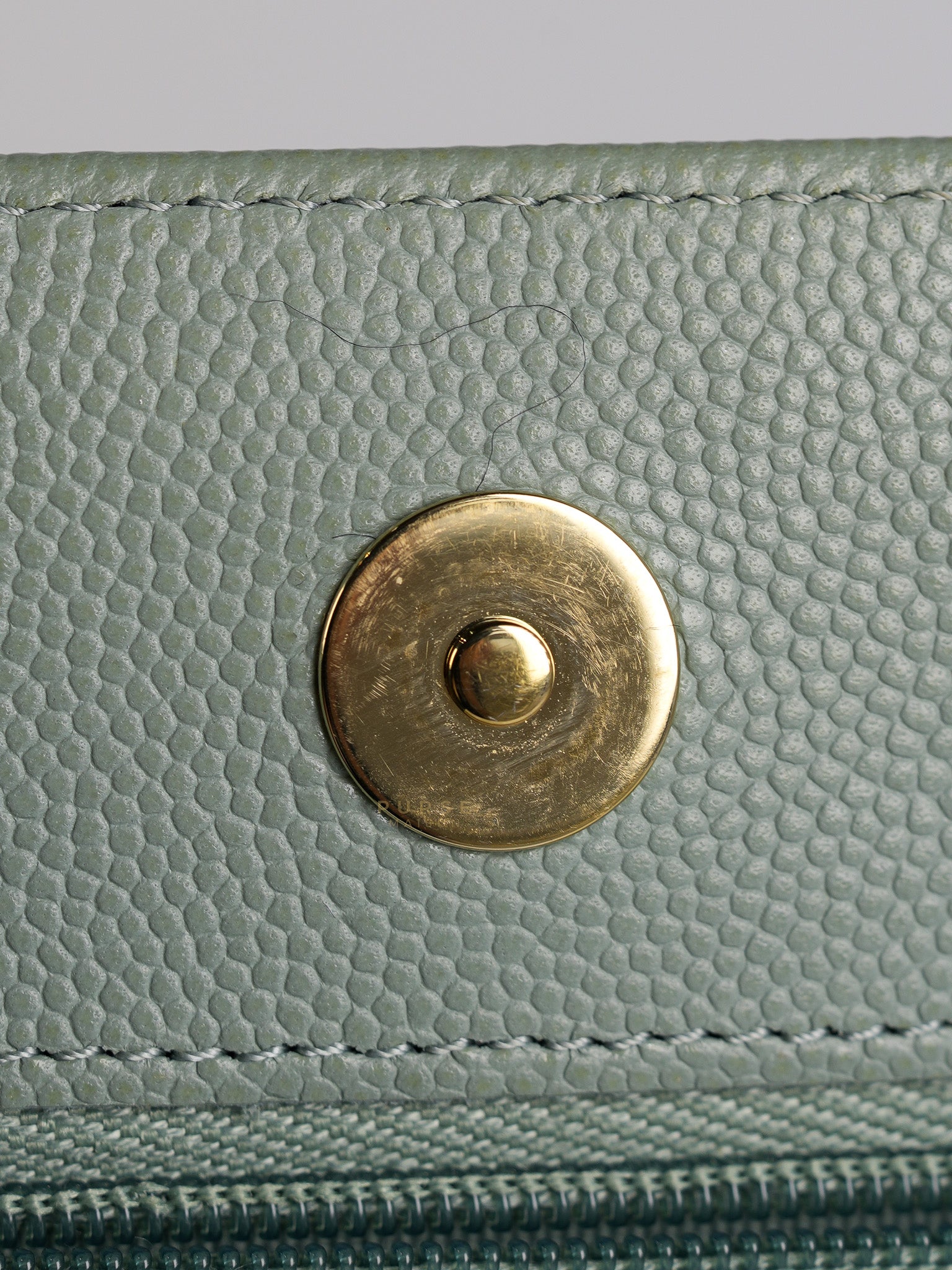 Wallet on Chain(WOC) Light Green Caviar Leather Light Gold Hardware(Microchip) | Purse Maison Luxury Bags Shop