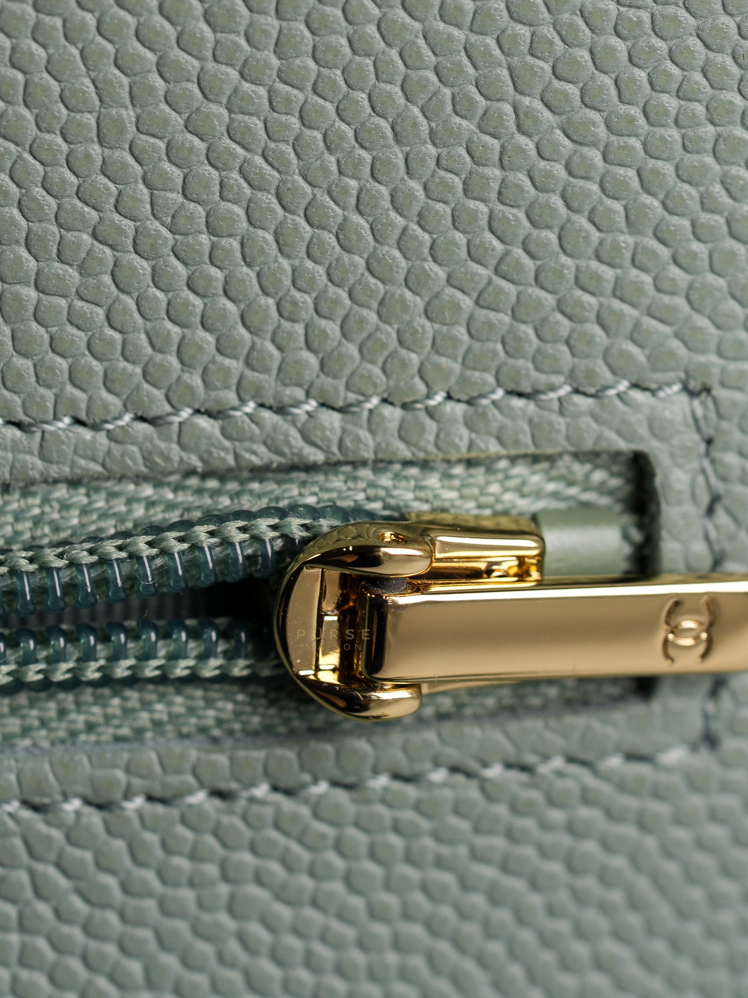 Wallet on Chain(WOC) Light Green Caviar Leather Light Gold Hardware(Microchip) | Purse Maison Luxury Bags Shop