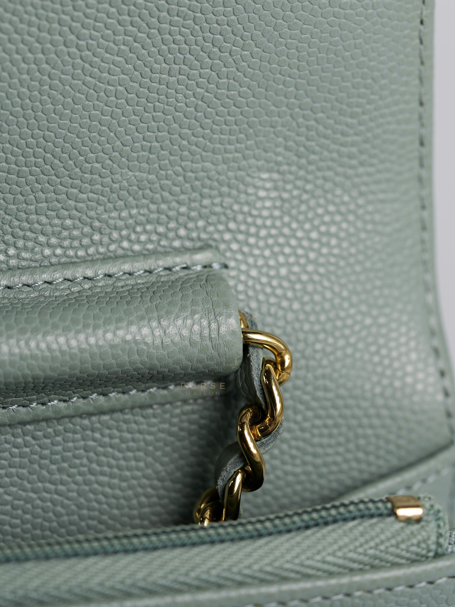 Wallet on Chain(WOC) Light Green Caviar Leather Light Gold Hardware(Microchip) | Purse Maison Luxury Bags Shop
