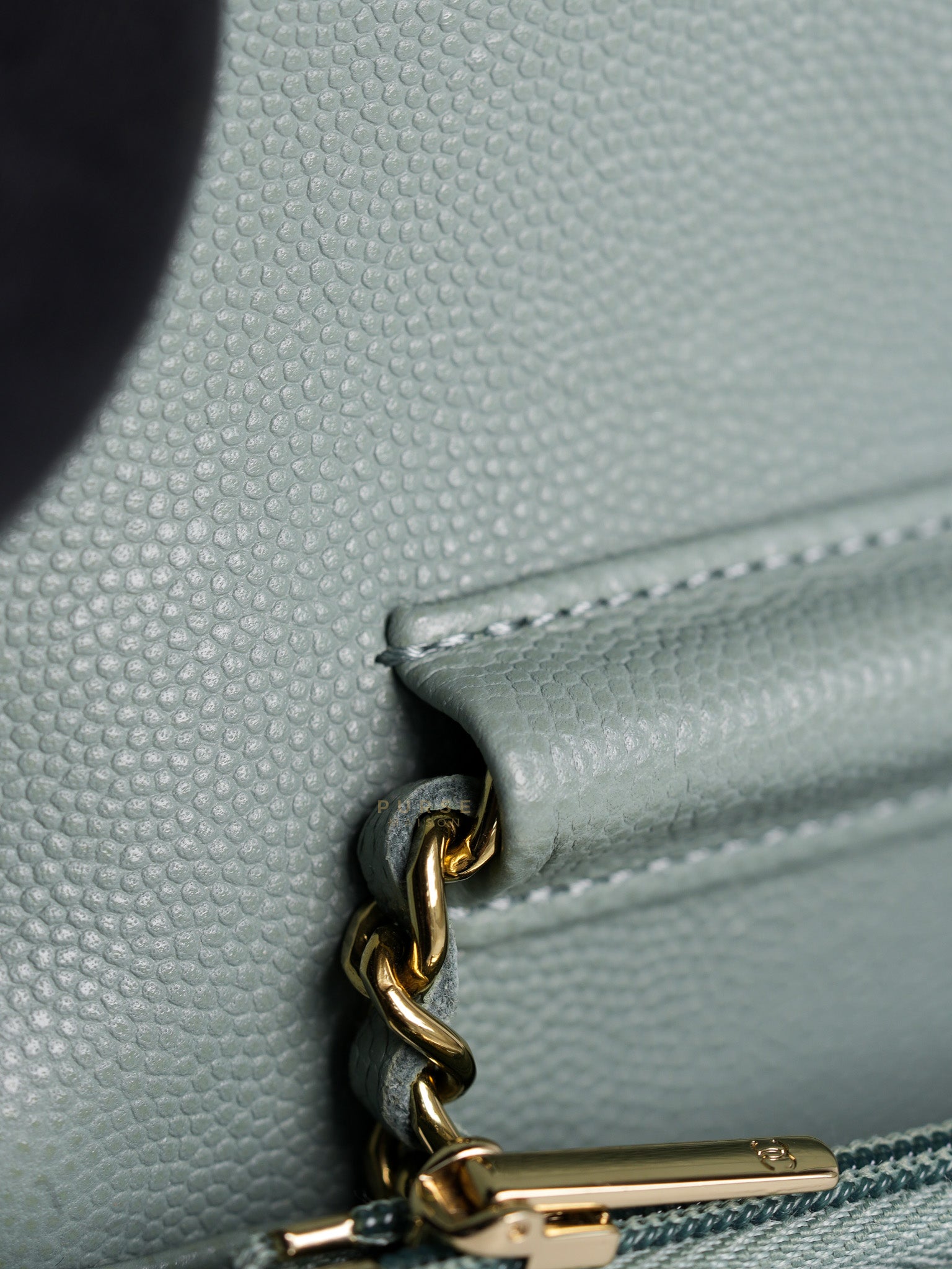 Wallet on Chain(WOC) Light Green Caviar Leather Light Gold Hardware(Microchip) | Purse Maison Luxury Bags Shop