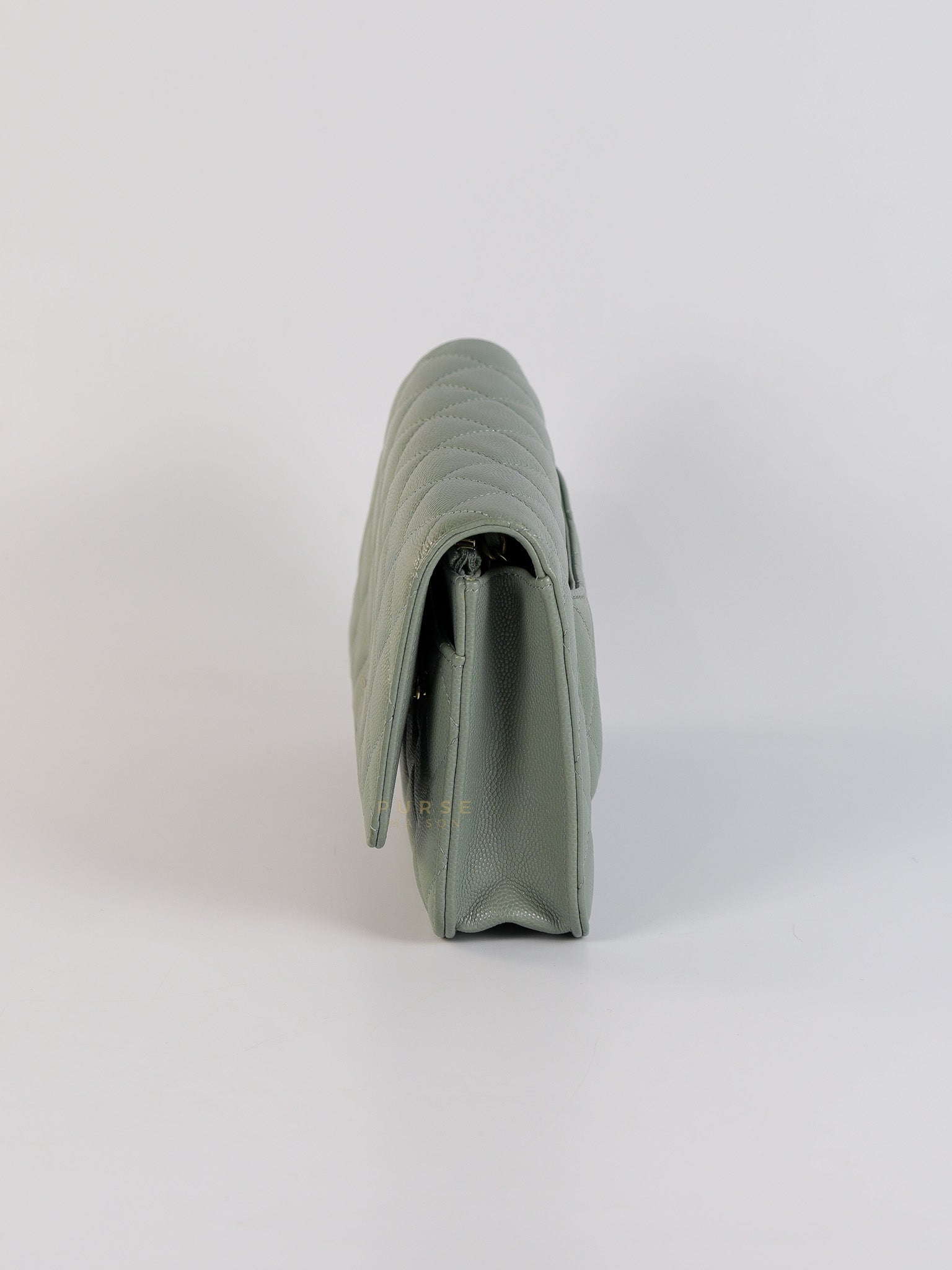 Wallet on Chain(WOC) Light Green Caviar Leather Light Gold Hardware(Microchip) | Purse Maison Luxury Bags Shop