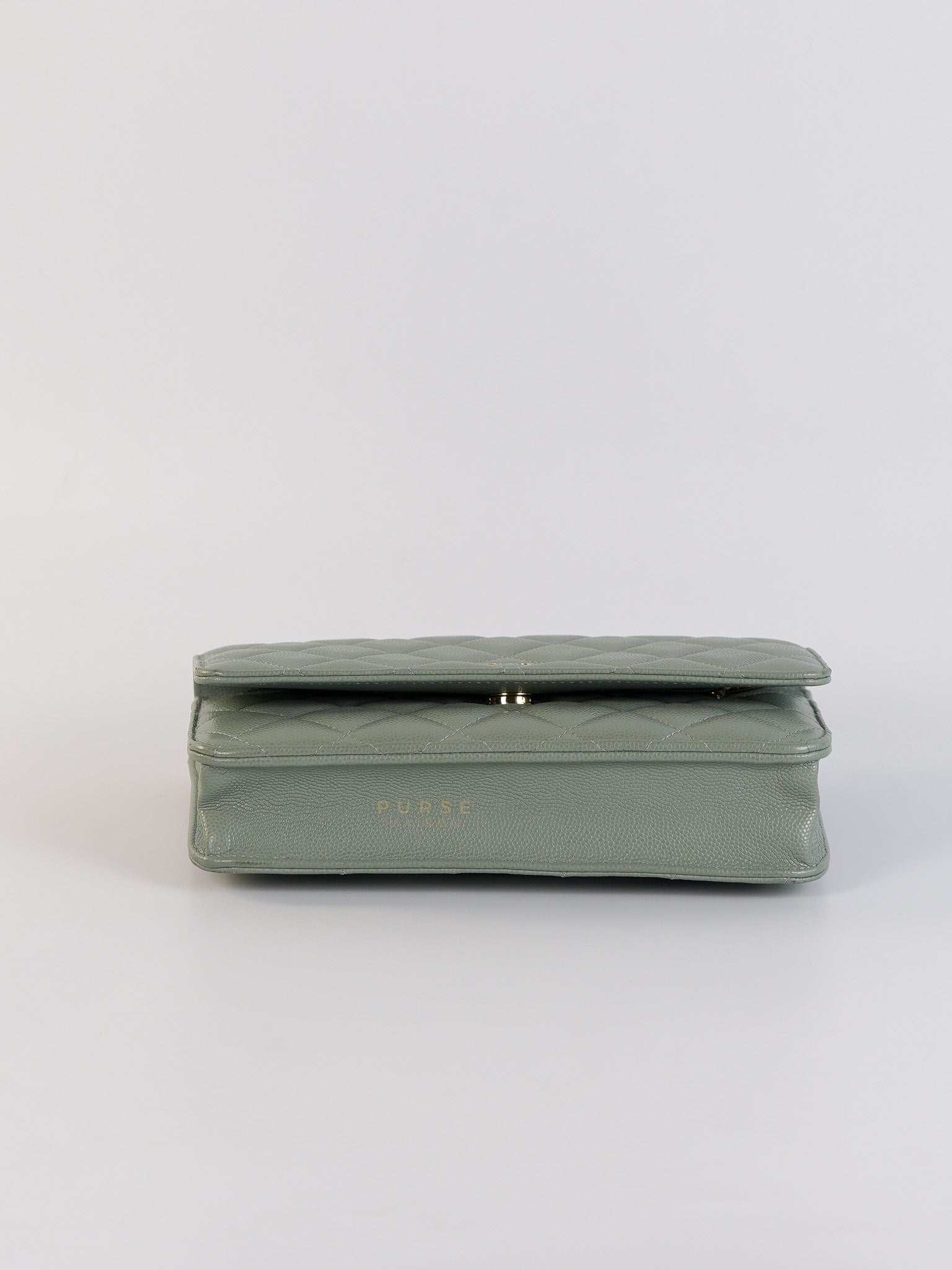 Wallet on Chain(WOC) Light Green Caviar Leather Light Gold Hardware(Microchip) | Purse Maison Luxury Bags Shop