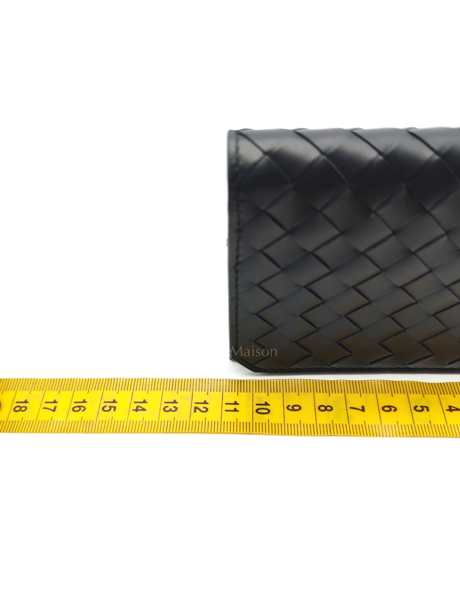 Intercciato Piccolo Bi-fold Wallet in Navy Blue Woven Leather