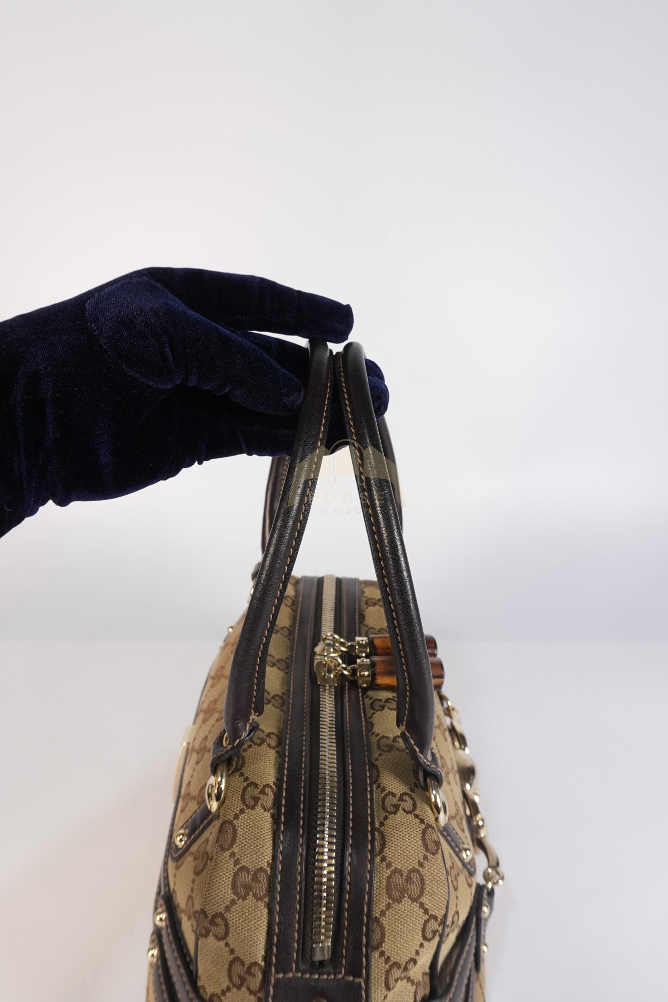 Wave Boston Medium in Beige/Ebony GG Canvas | Purse Maison Luxury Bags Shop