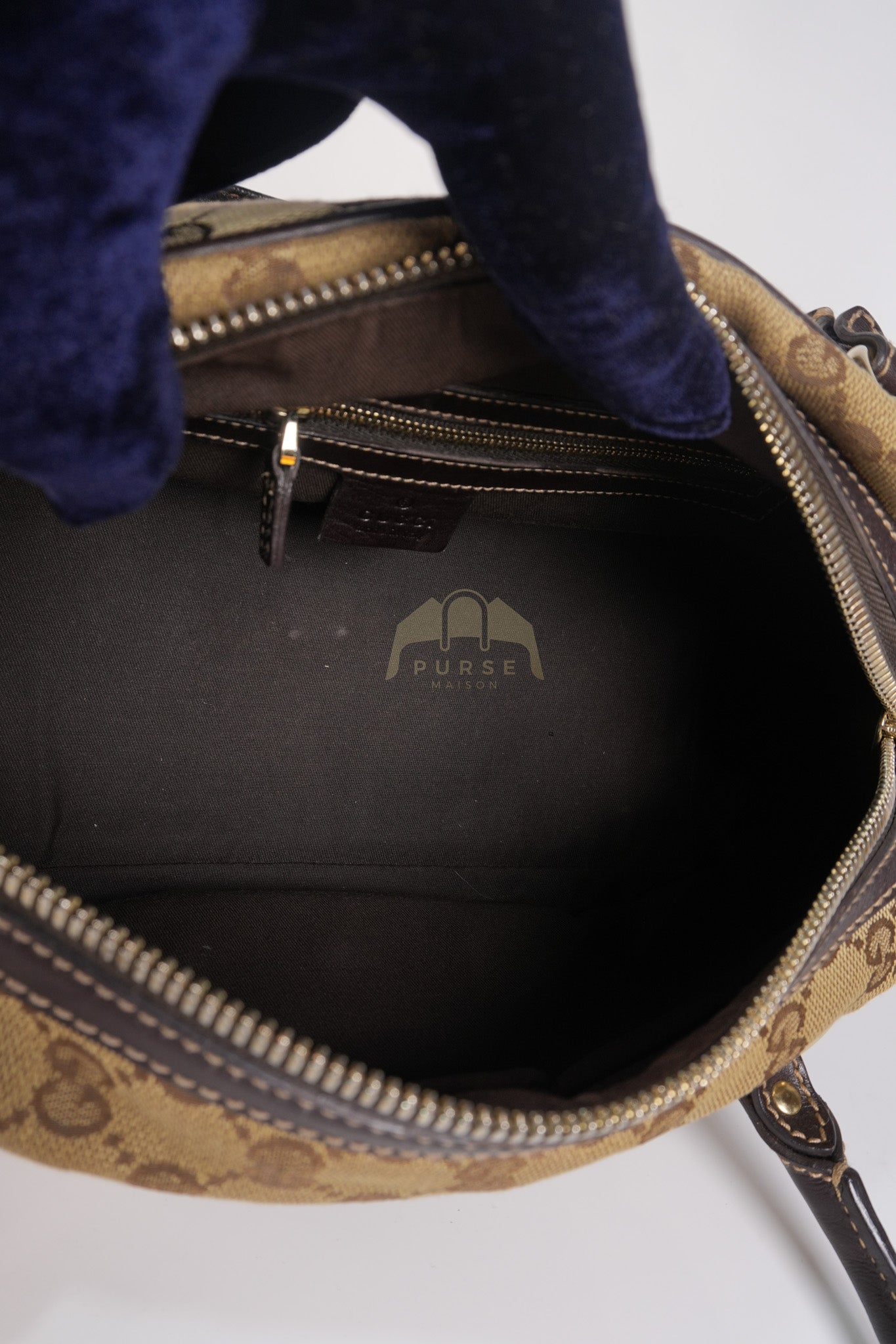 Wave Boston Medium in Beige/Ebony GG Canvas | Purse Maison Luxury Bags Shop