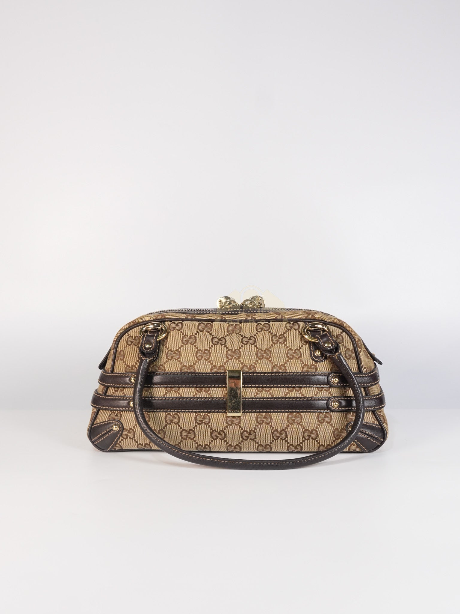 Wave Boston Medium in Beige/Ebony GG Canvas | Purse Maison Luxury Bags Shop