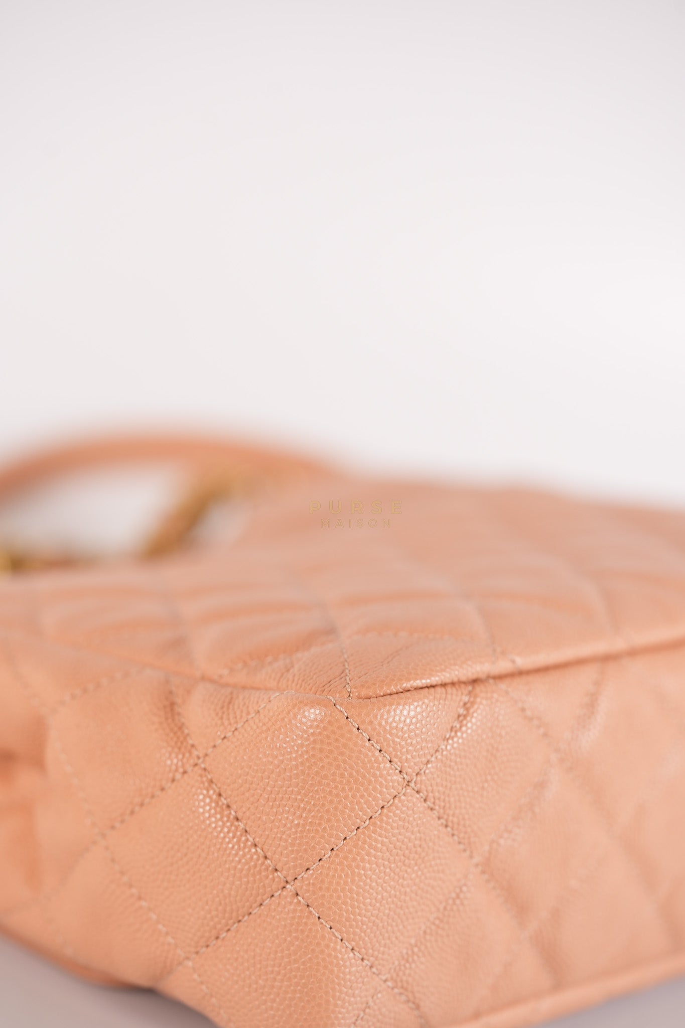 Wavy Small Hobo Caramel Caviar Leather in Aged Gold Hardware (Microchip) | Purse Maison Luxury Bags Shop