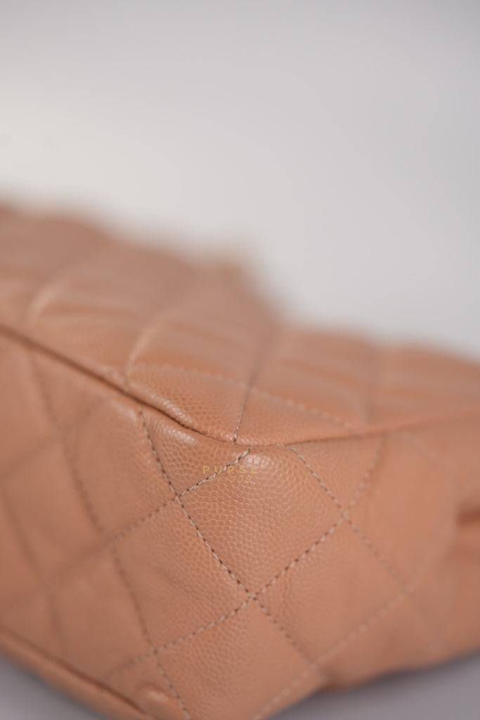 Wavy Small Hobo Caramel Caviar Leather in Aged Gold Hardware (Microchip) | Purse Maison Luxury Bags Shop