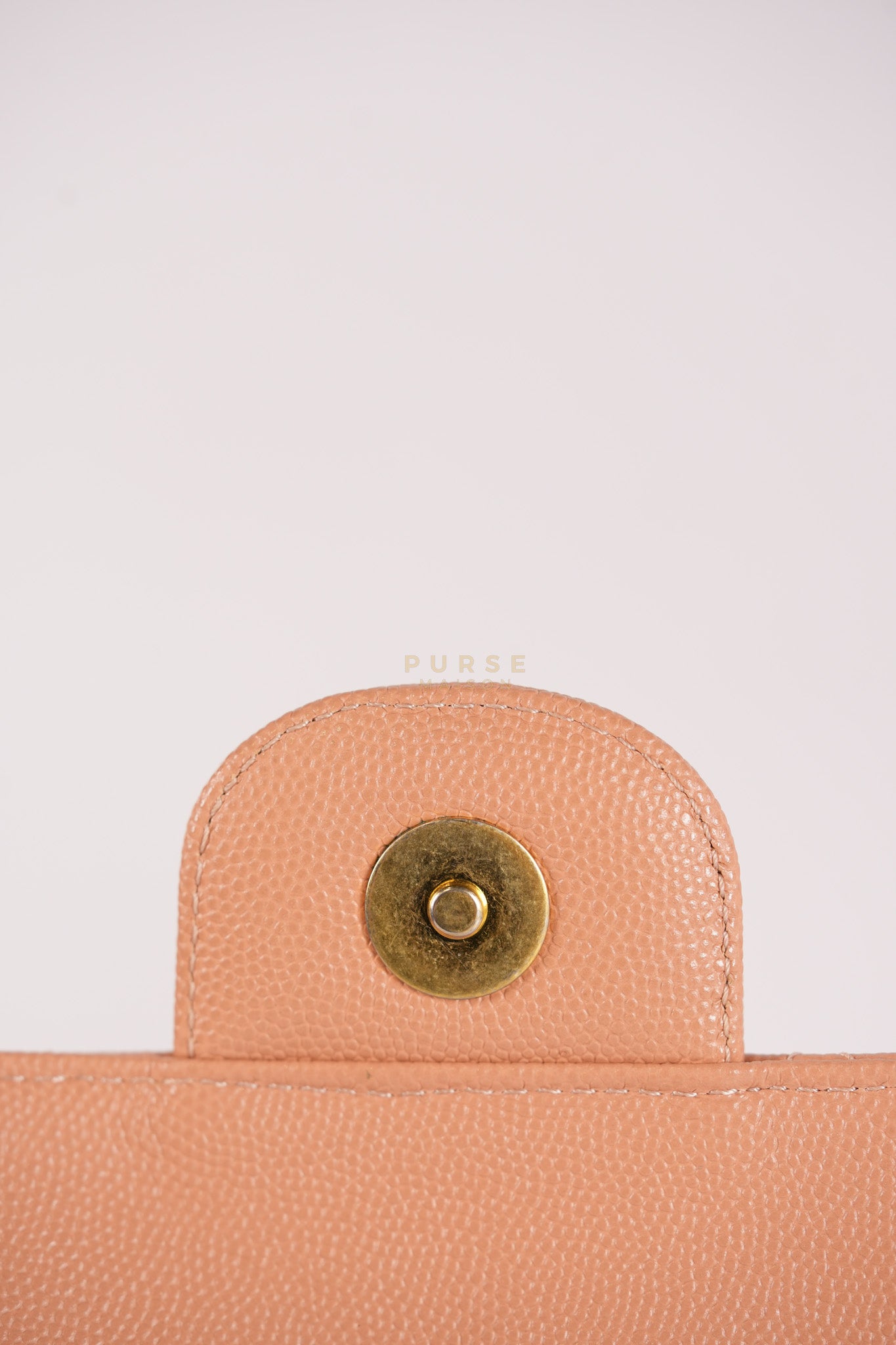 Wavy Small Hobo Caramel Caviar Leather in Aged Gold Hardware (Microchip) | Purse Maison Luxury Bags Shop