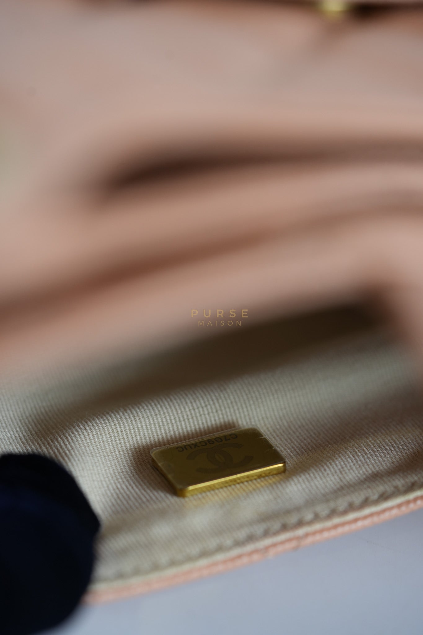 Wavy Small Hobo Caramel Caviar Leather in Aged Gold Hardware (Microchip) | Purse Maison Luxury Bags Shop