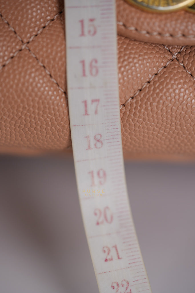 Wavy Small Hobo Caramel Caviar Leather in Aged Gold Hardware (Microchip) | Purse Maison Luxury Bags Shop