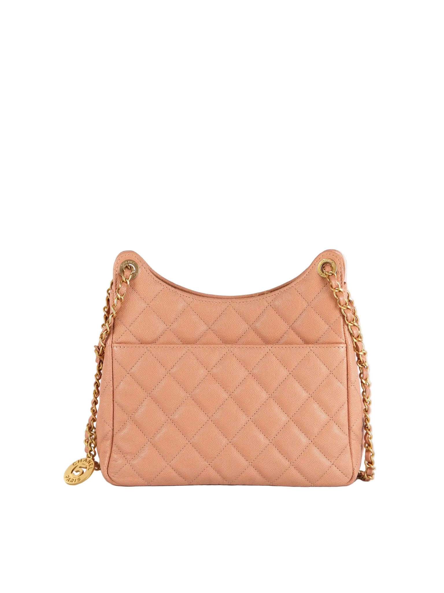 Wavy Small Hobo Caramel Caviar Leather in Aged Gold Hardware (Microchip) | Purse Maison Luxury Bags Shop