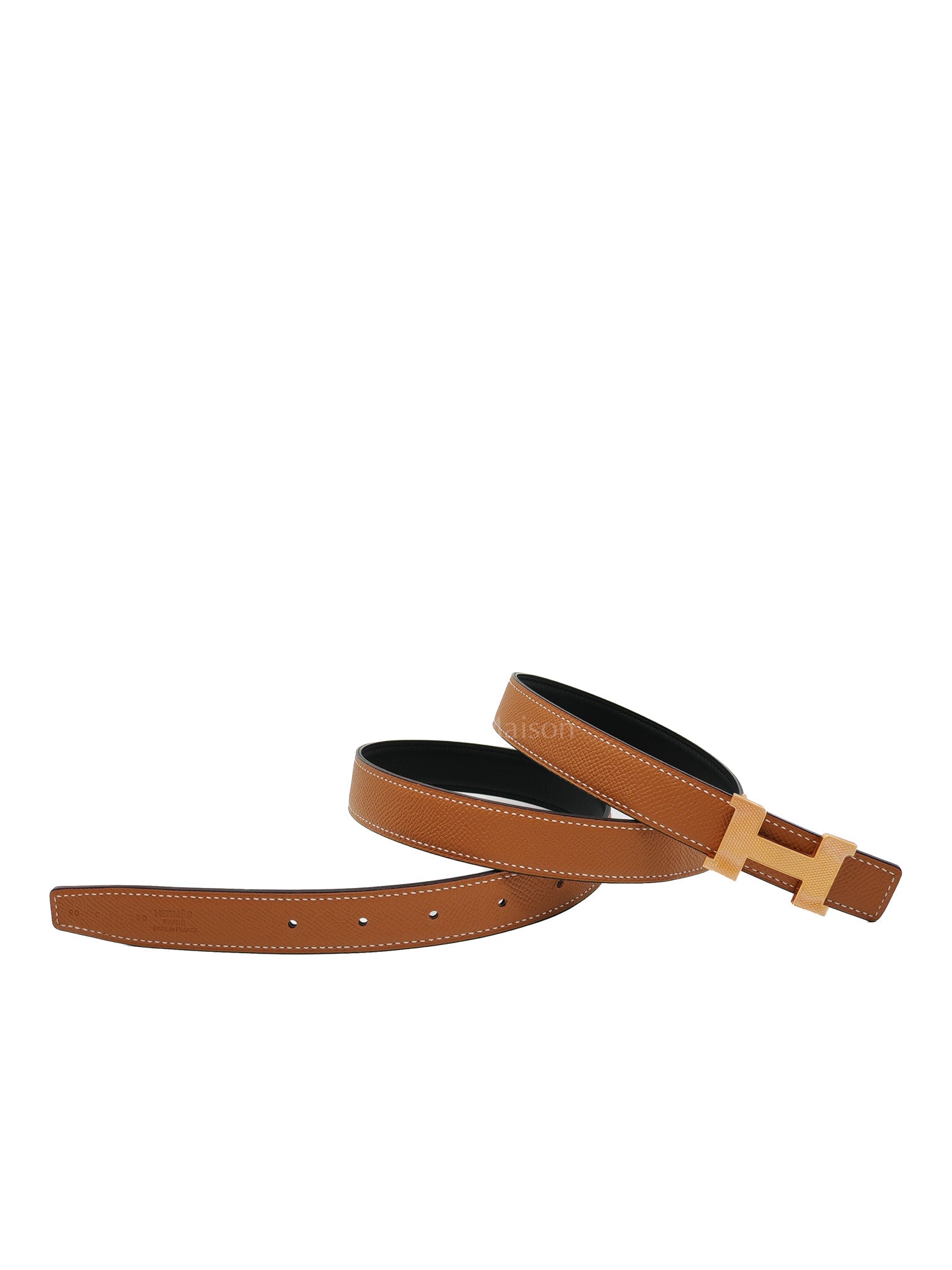Constance Belt in Gold Epsom Leather & Rose Gold Buckle Stamp C(2023) Size 90