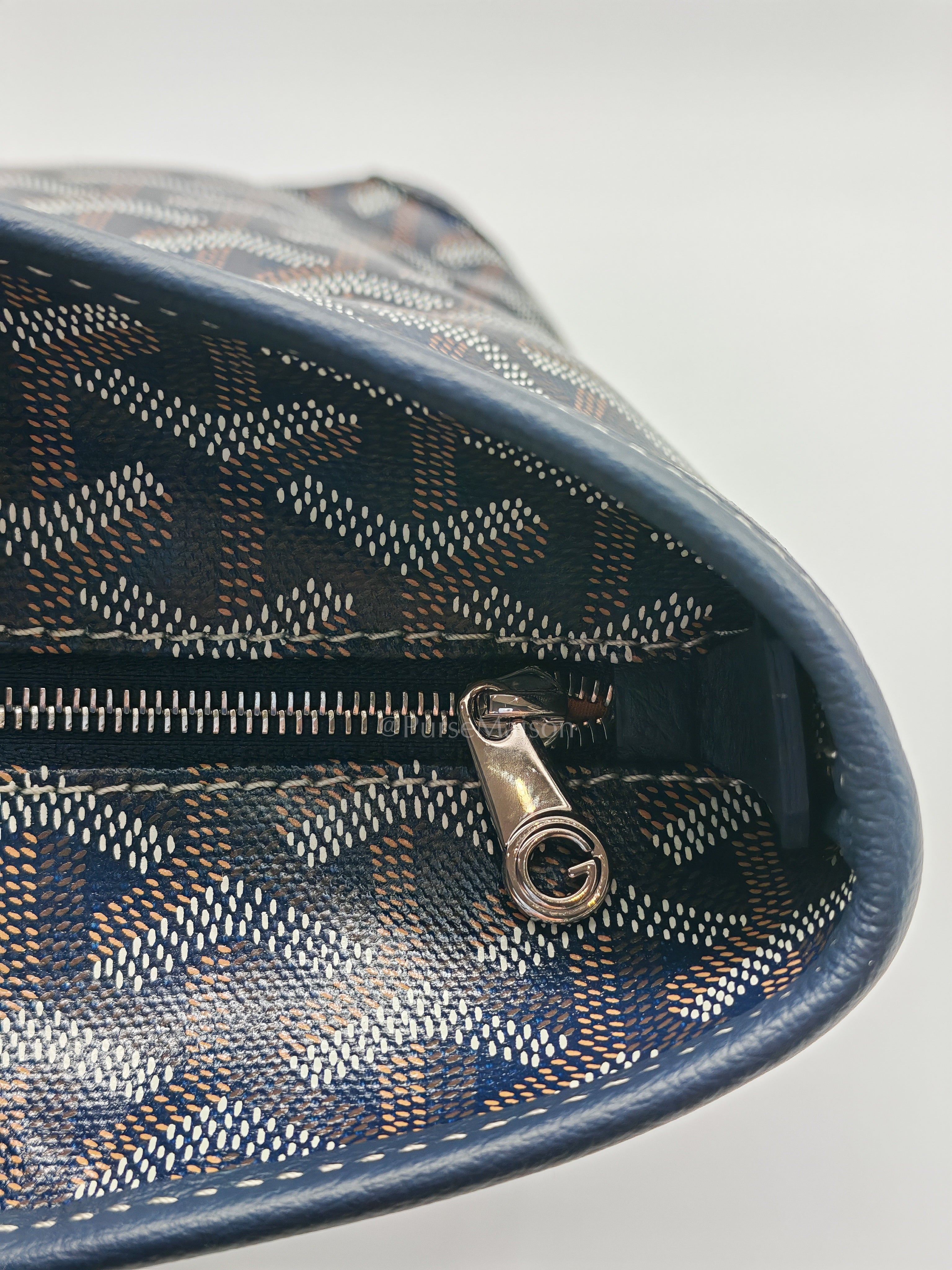 Artois PM in Navy Blue Goyardine Canvas Tote Bag