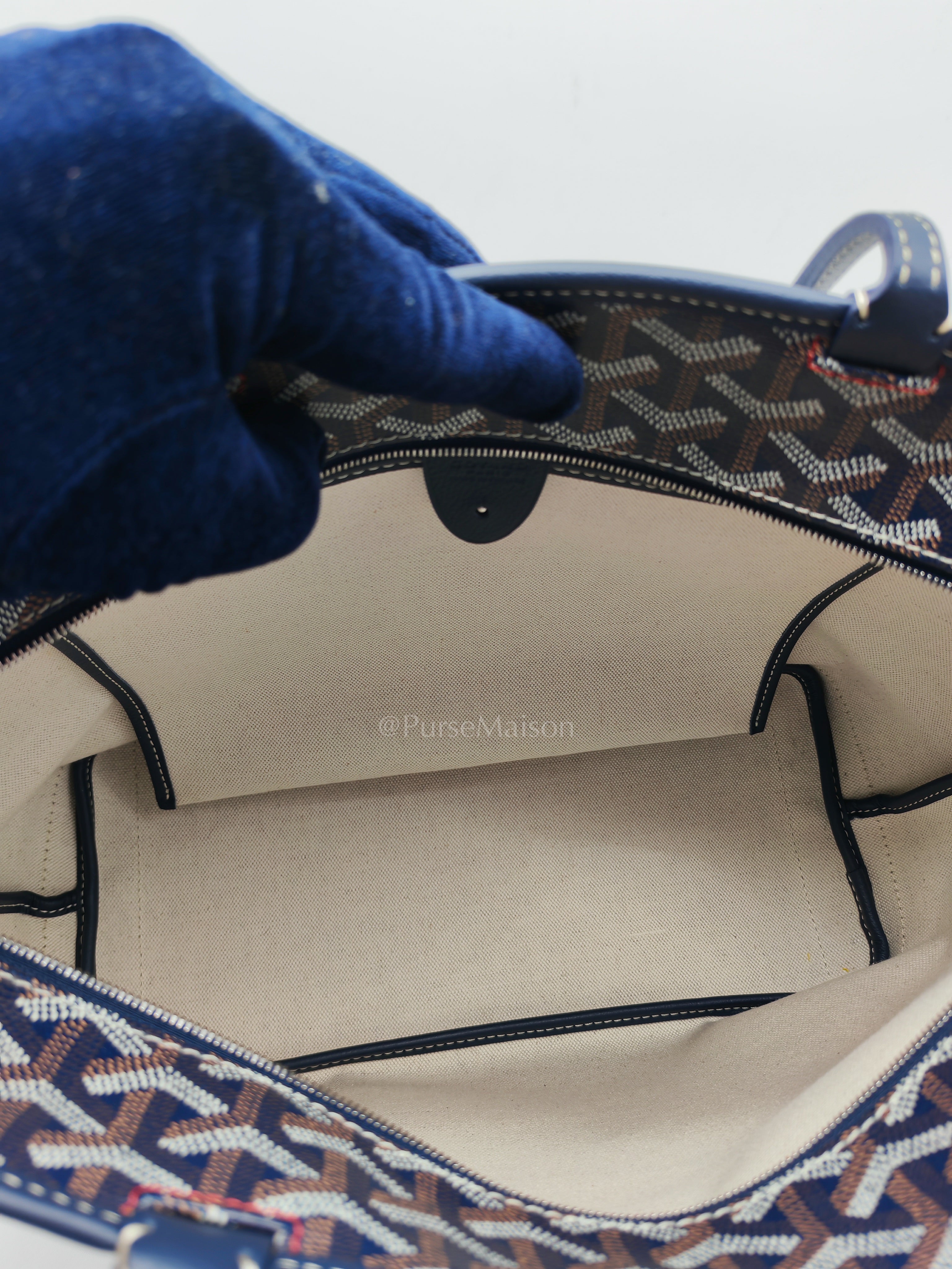 Artois PM in Navy Blue Goyardine Canvas Tote Bag