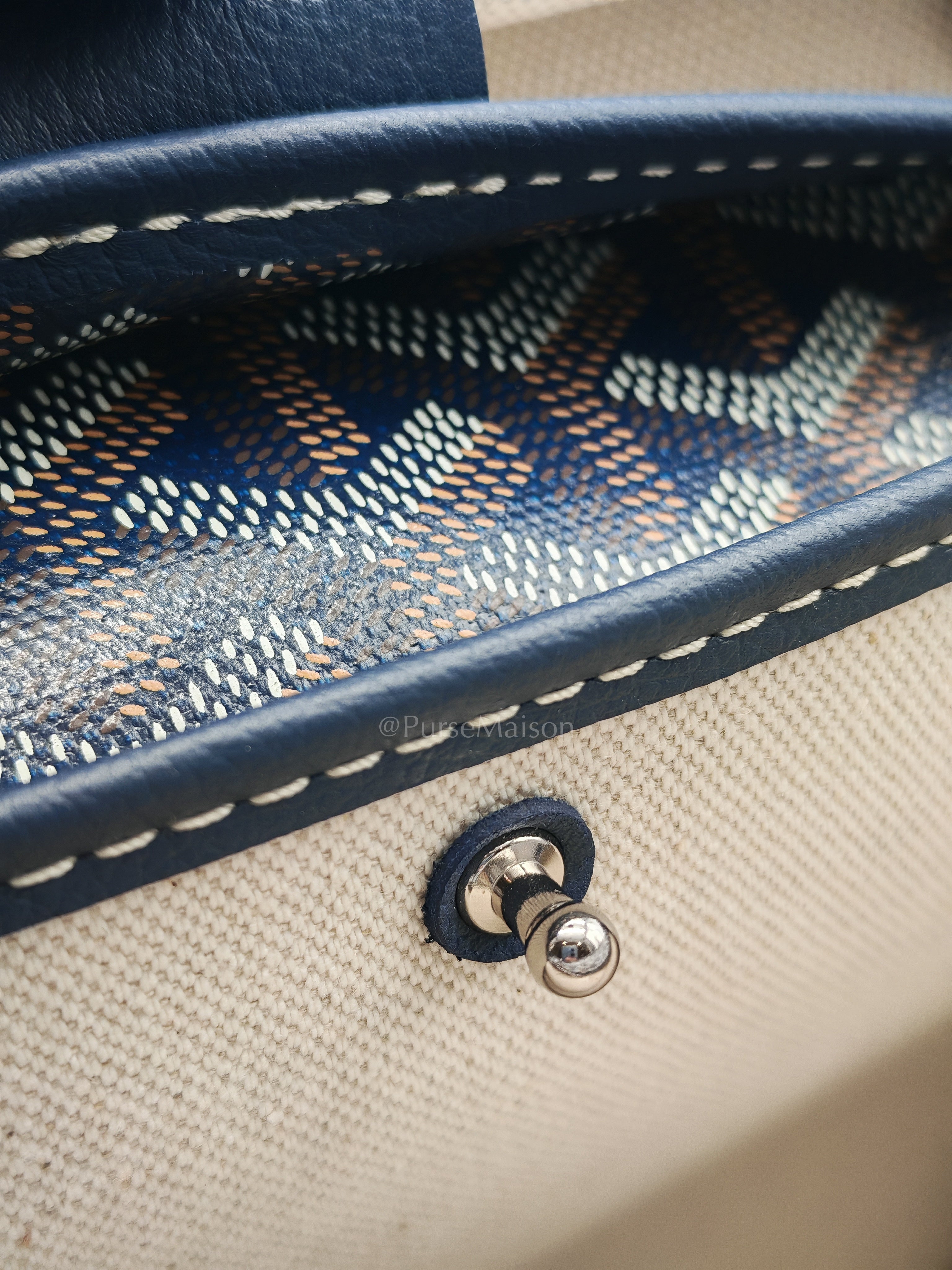 Artois PM in Navy Blue Goyardine Canvas Tote Bag