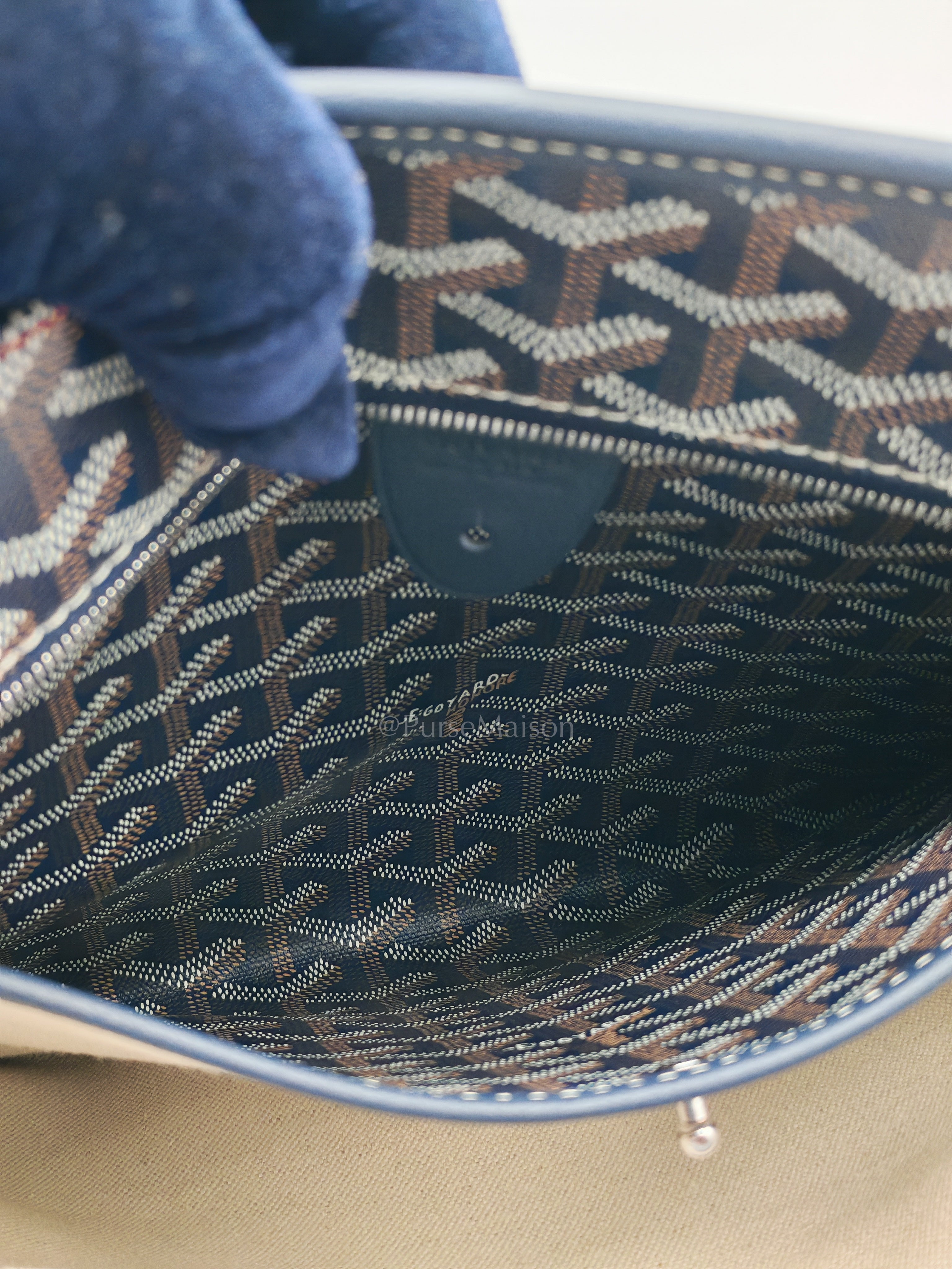 Artois PM in Navy Blue Goyardine Canvas Tote Bag