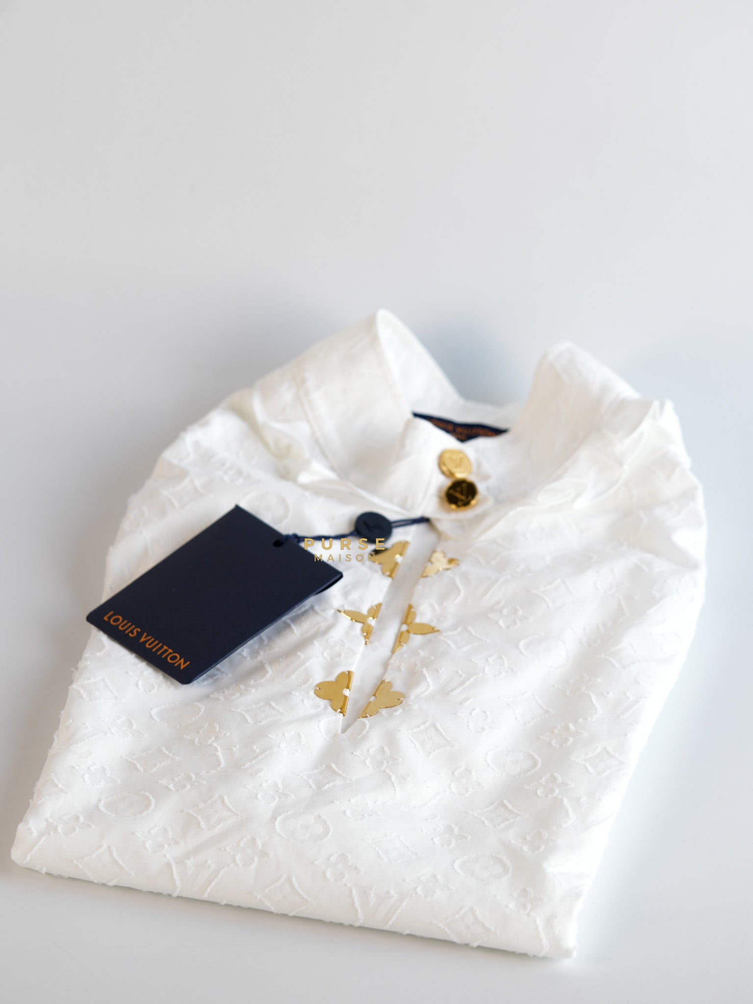 White Ruffled Blouse Women's Shirt Size 34 | Purse Maison Luxury Bags Shop