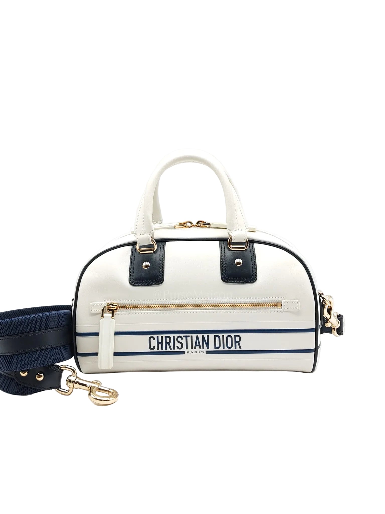 Vibe Zip Small Bowling Calfskin Shoulder Bag