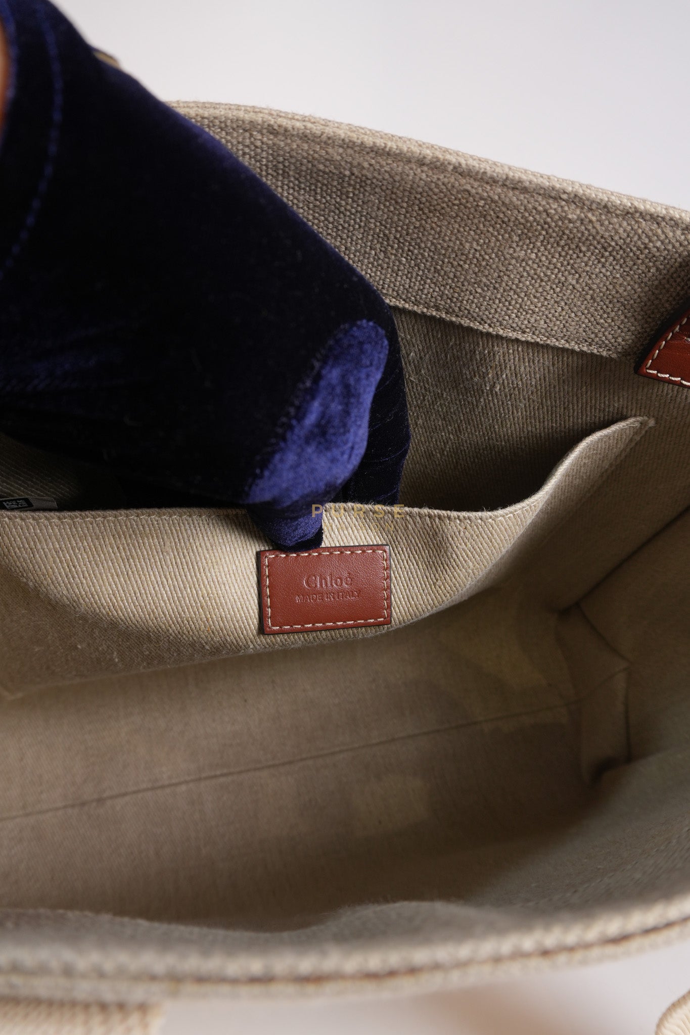 Woody Canvas & Calf Leather Tote Bag Medium | Purse Maison Luxury Bags Shop