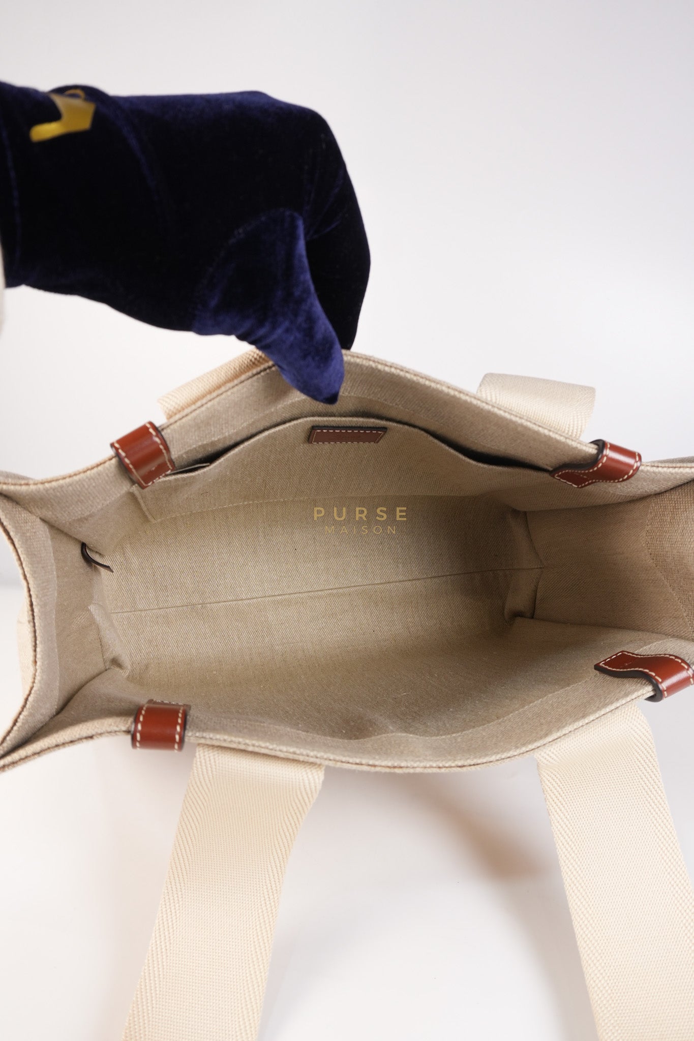 Woody Canvas & Calf Leather Tote Bag Medium | Purse Maison Luxury Bags Shop