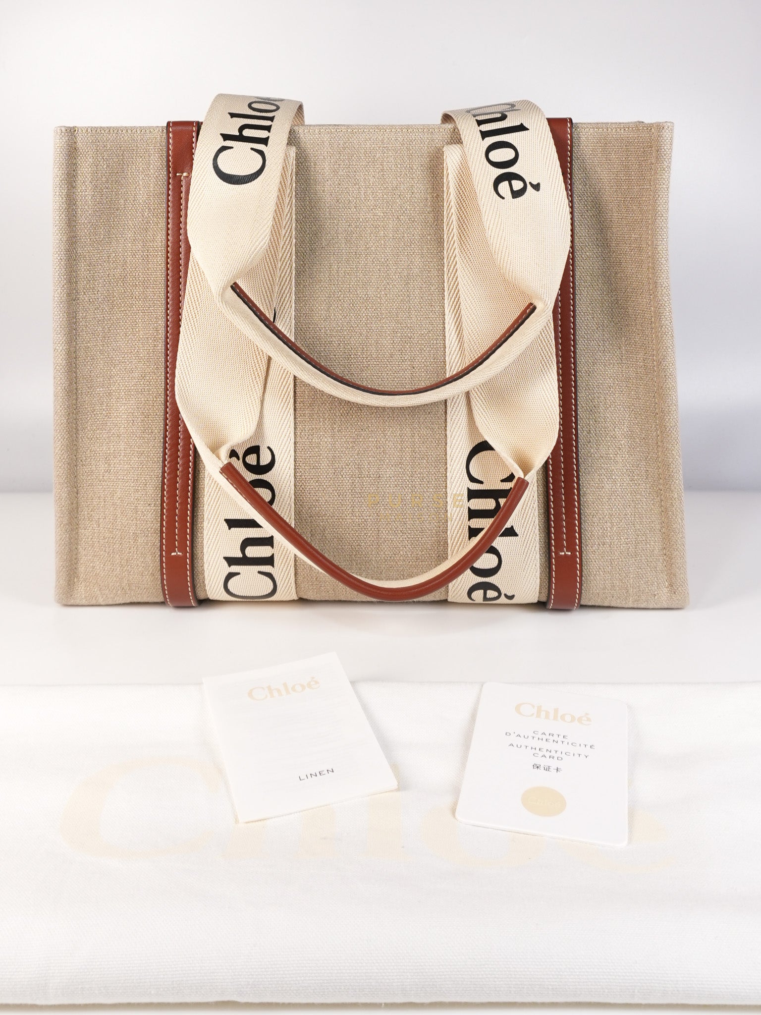 Woody Canvas & Calf Leather Tote Bag Medium | Purse Maison Luxury Bags Shop