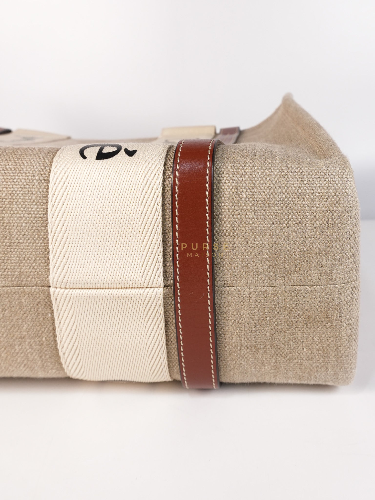 Woody Canvas & Calf Leather Tote Bag Medium | Purse Maison Luxury Bags Shop