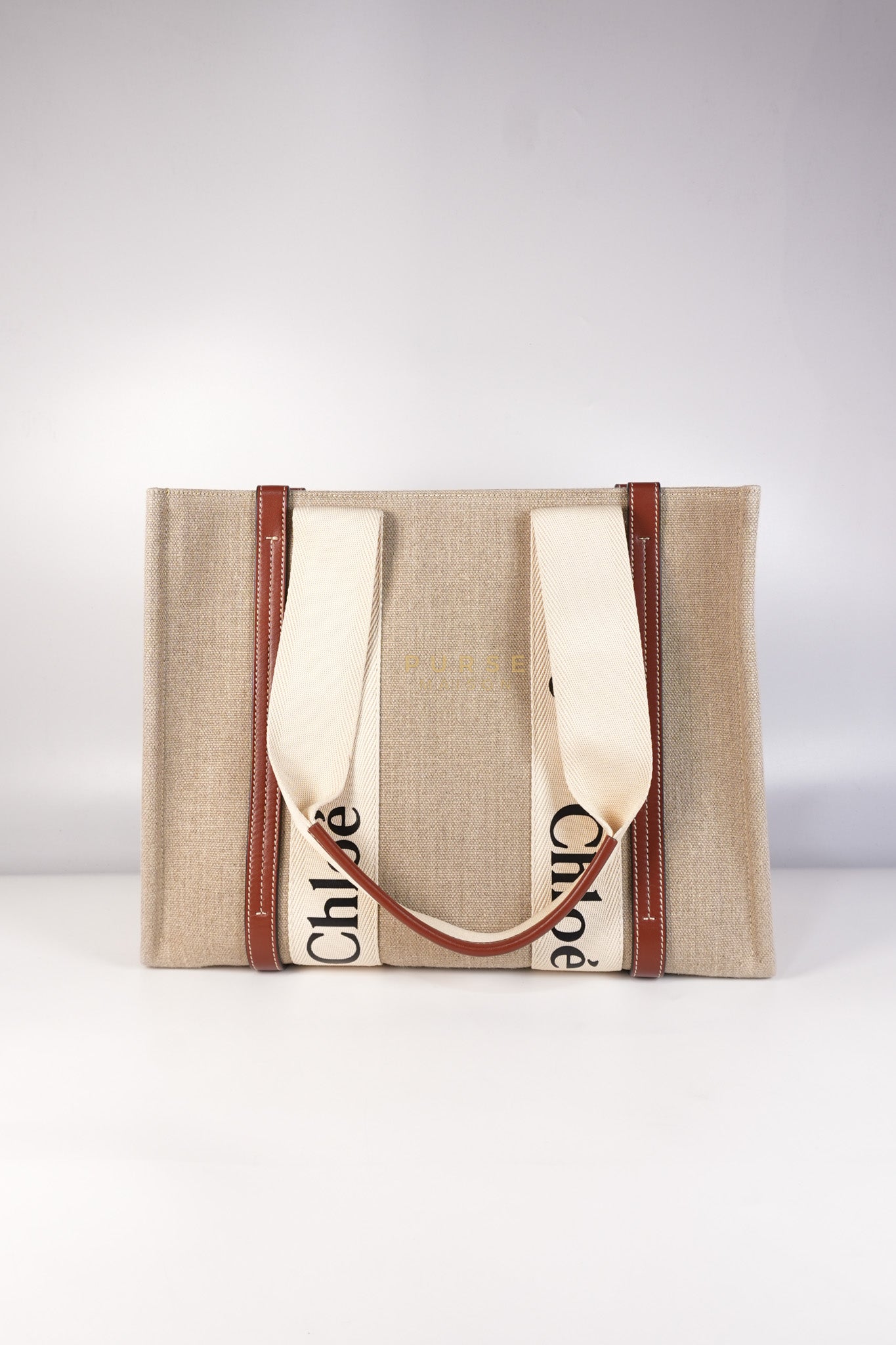 Woody Canvas & Calf Leather Tote Bag Medium | Purse Maison Luxury Bags Shop