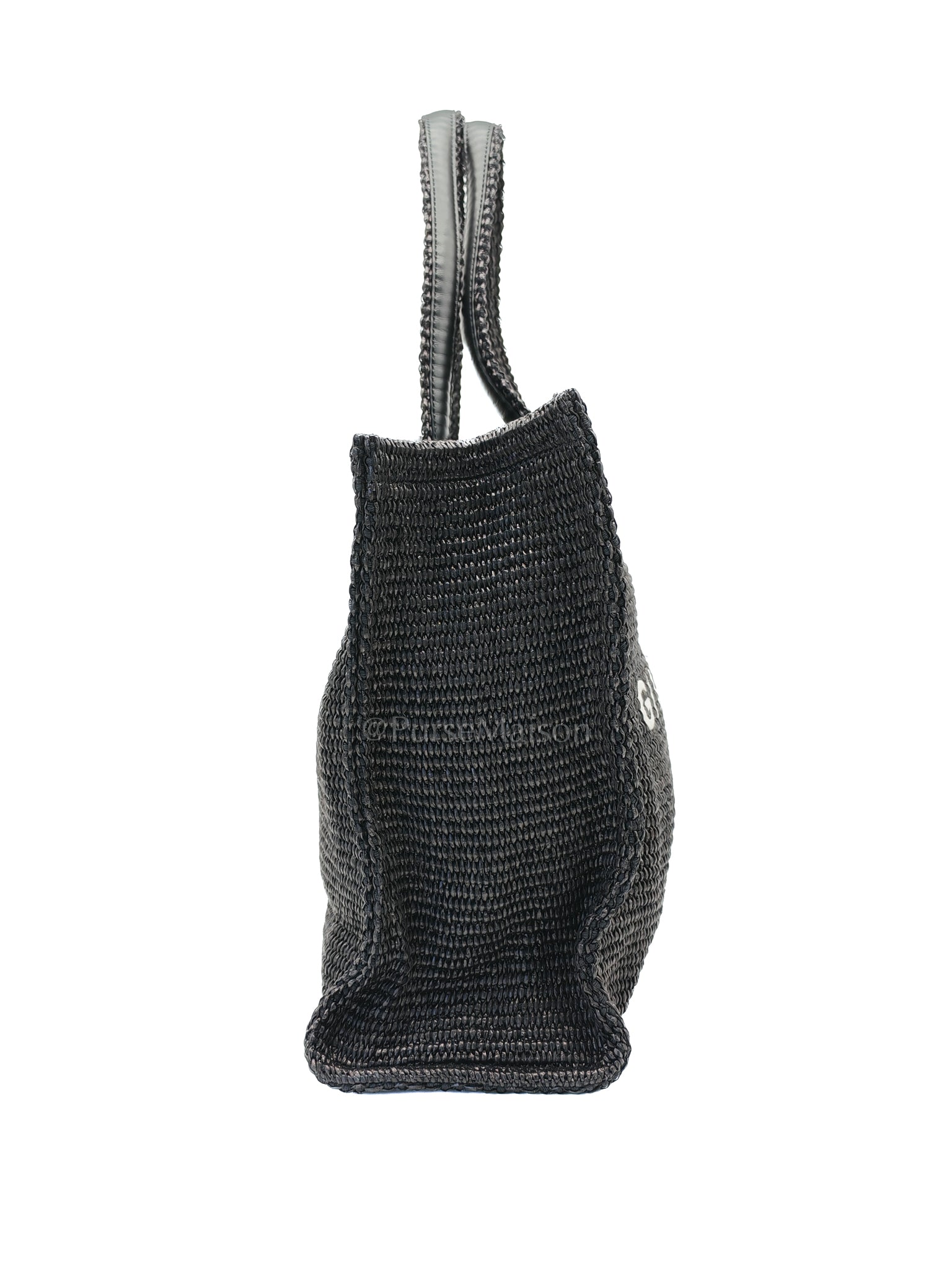 Woven Soft Raffia Medium Black Beach Tote Bag | Purse Maison Luxury Bags Shop