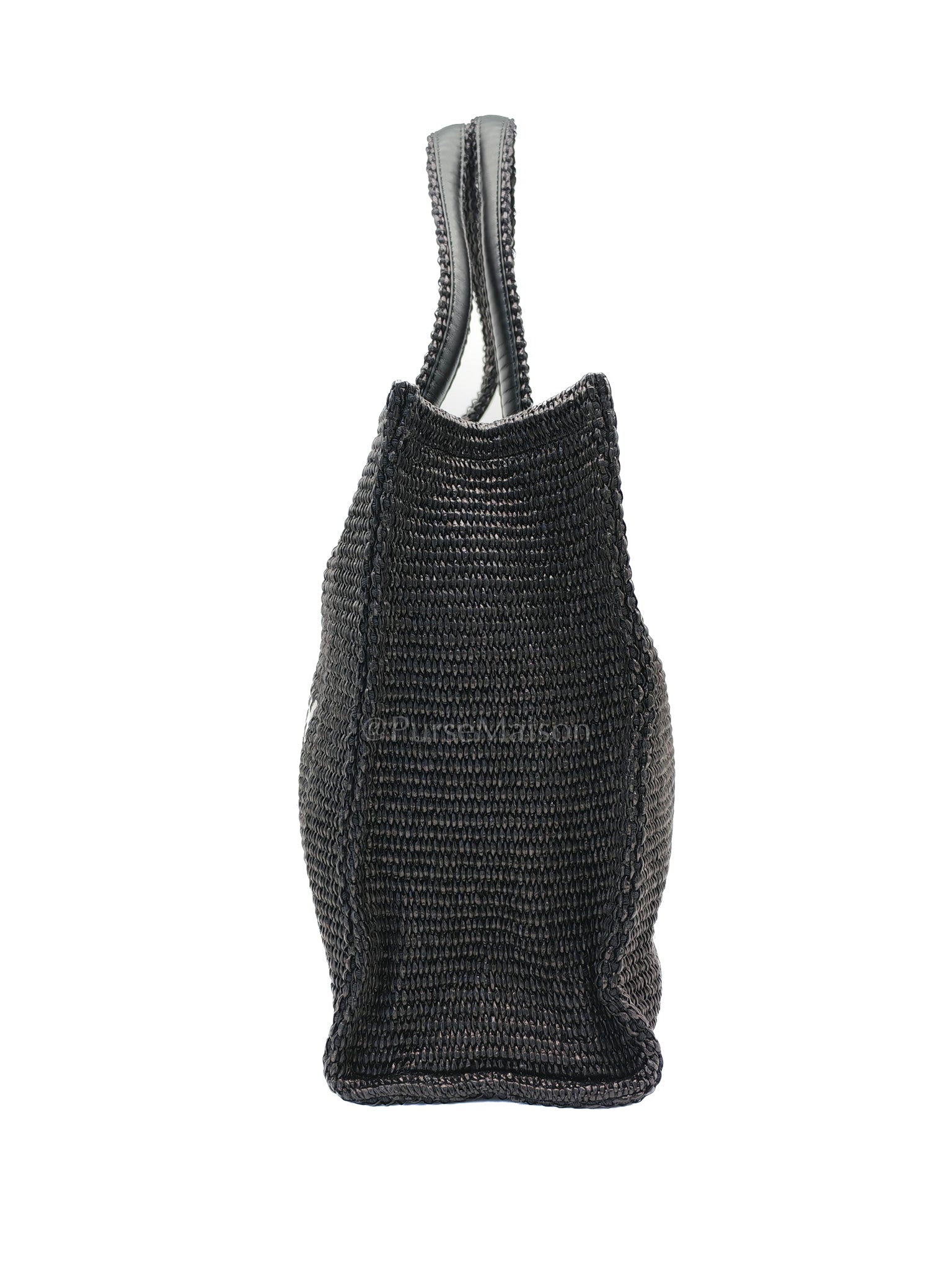 Woven Soft Raffia Medium Black Beach Tote Bag | Purse Maison Luxury Bags Shop