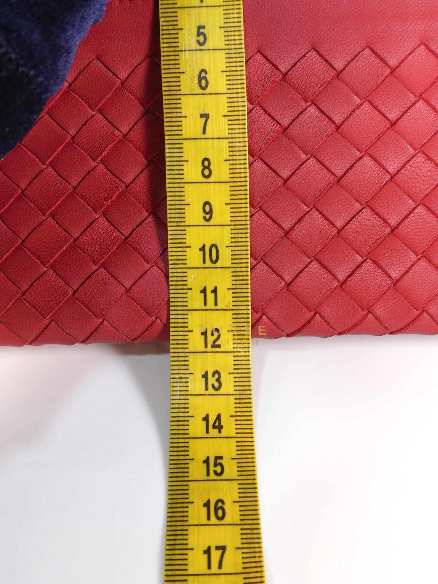 Wristlet Pouch in Red Intrecciato Leather | Purse Maison Luxury Bags Shop