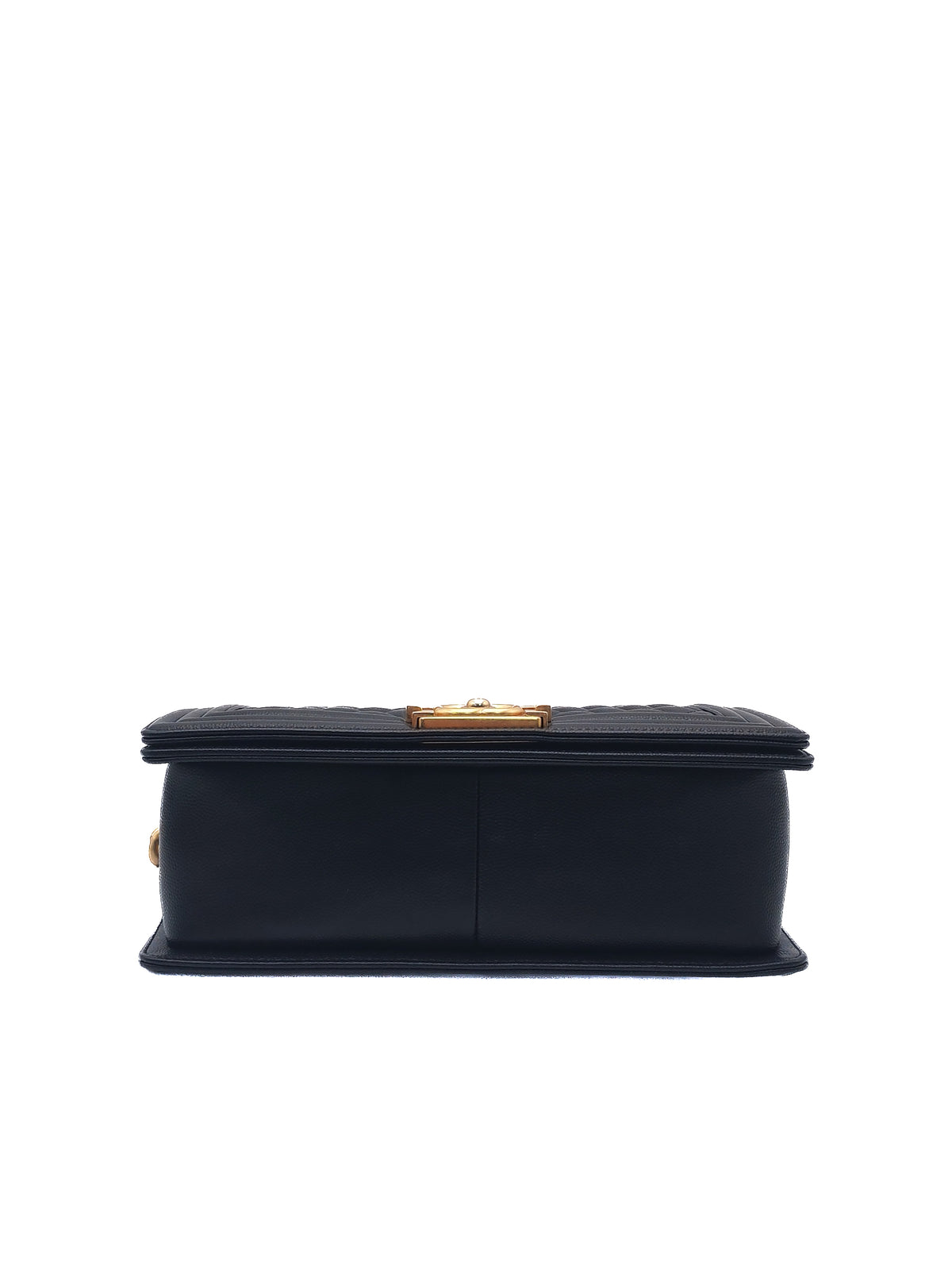 Chanel Boy Old Medium in Black Caviar Leather and Aged Gold Hardware Microchip (A9****U6)