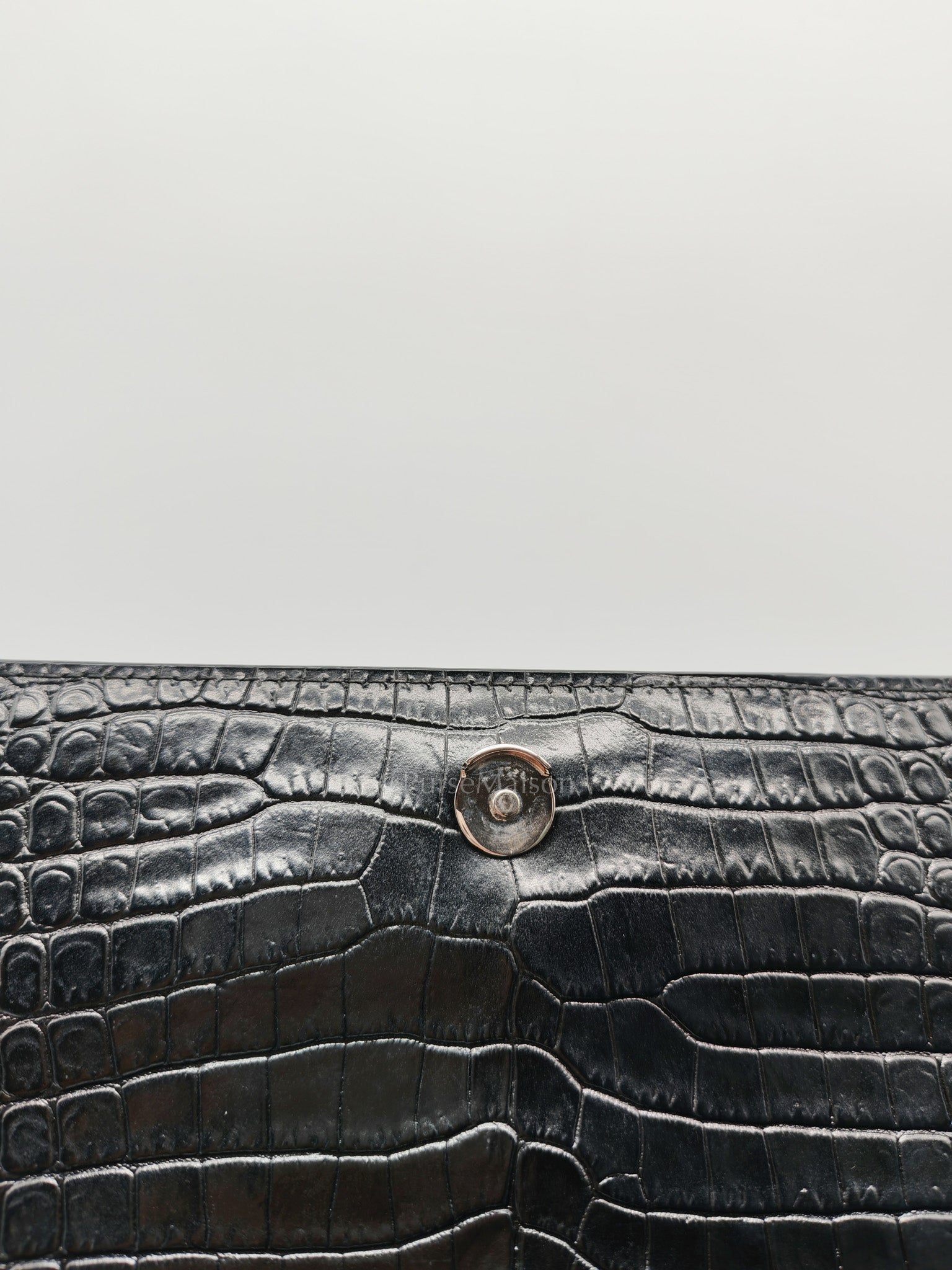Yves Saint Laurent Sunset Medium Shoulder Bag in Black Shiny Crocodile Leather and Silver Hardware