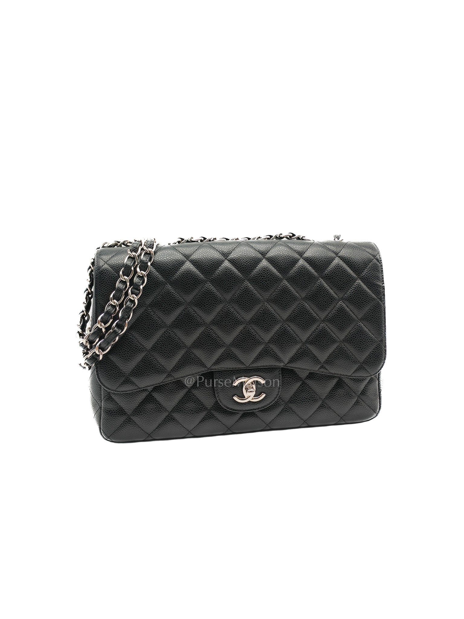 Classic Single Flap Jumbo in Black Caviar Leather Silver Hardware (Series 13)