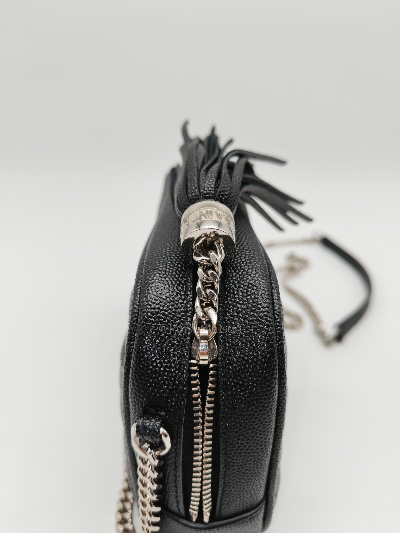 Yves Saint Laurent Lou Camera Bag Mini in Black Chevron Quilted Shiny Calfskin Leather and Silver Hardware