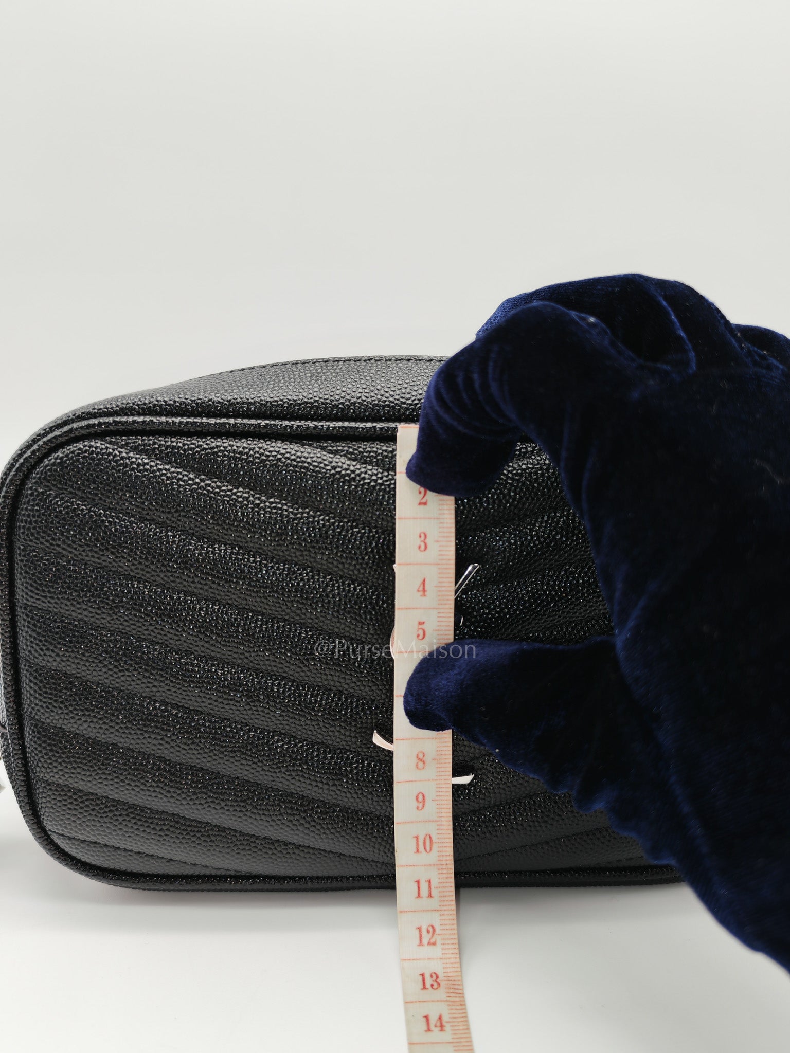 Yves Saint Laurent Lou Camera Bag Mini in Black Chevron Quilted Shiny Calfskin Leather and Silver Hardware