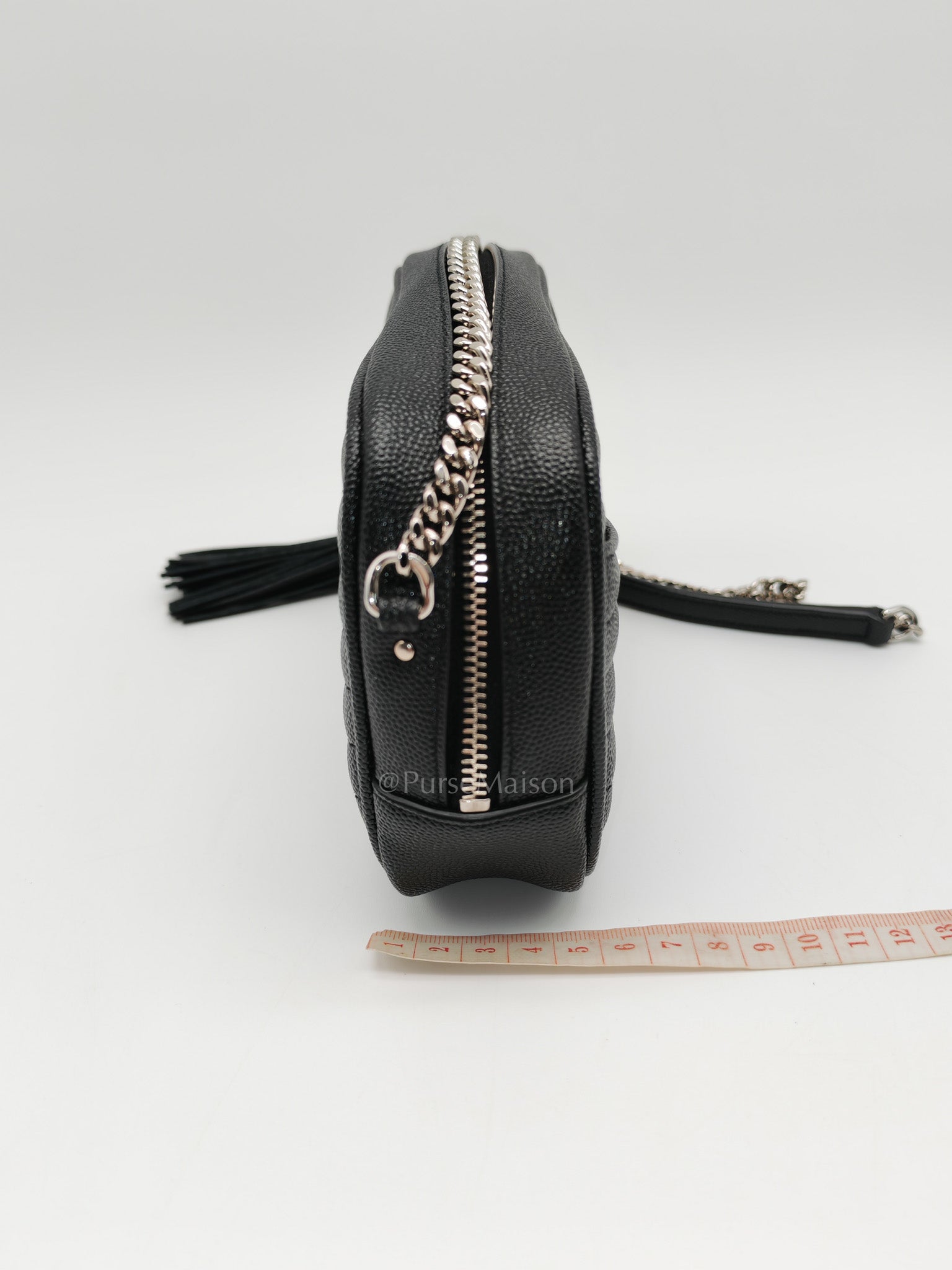 Yves Saint Laurent Lou Camera Bag Mini in Black Chevron Quilted Shiny Calfskin Leather and Silver Hardware
