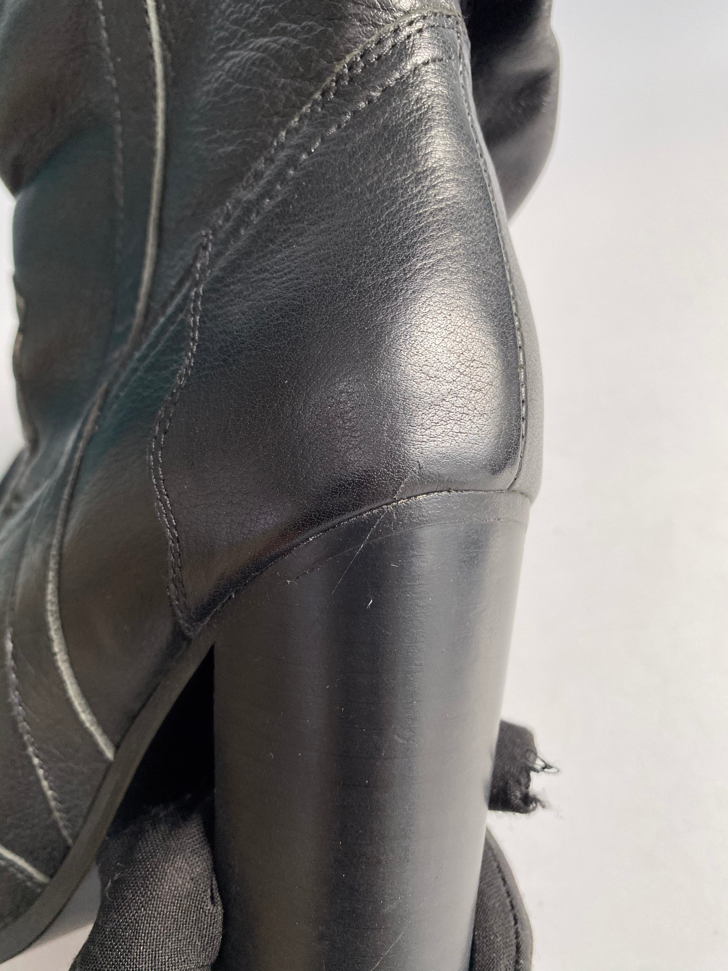 YSL Black Leather Knee-Length Boots with Heels Size 38 EUR | Purse Maison Luxury Bags Shop