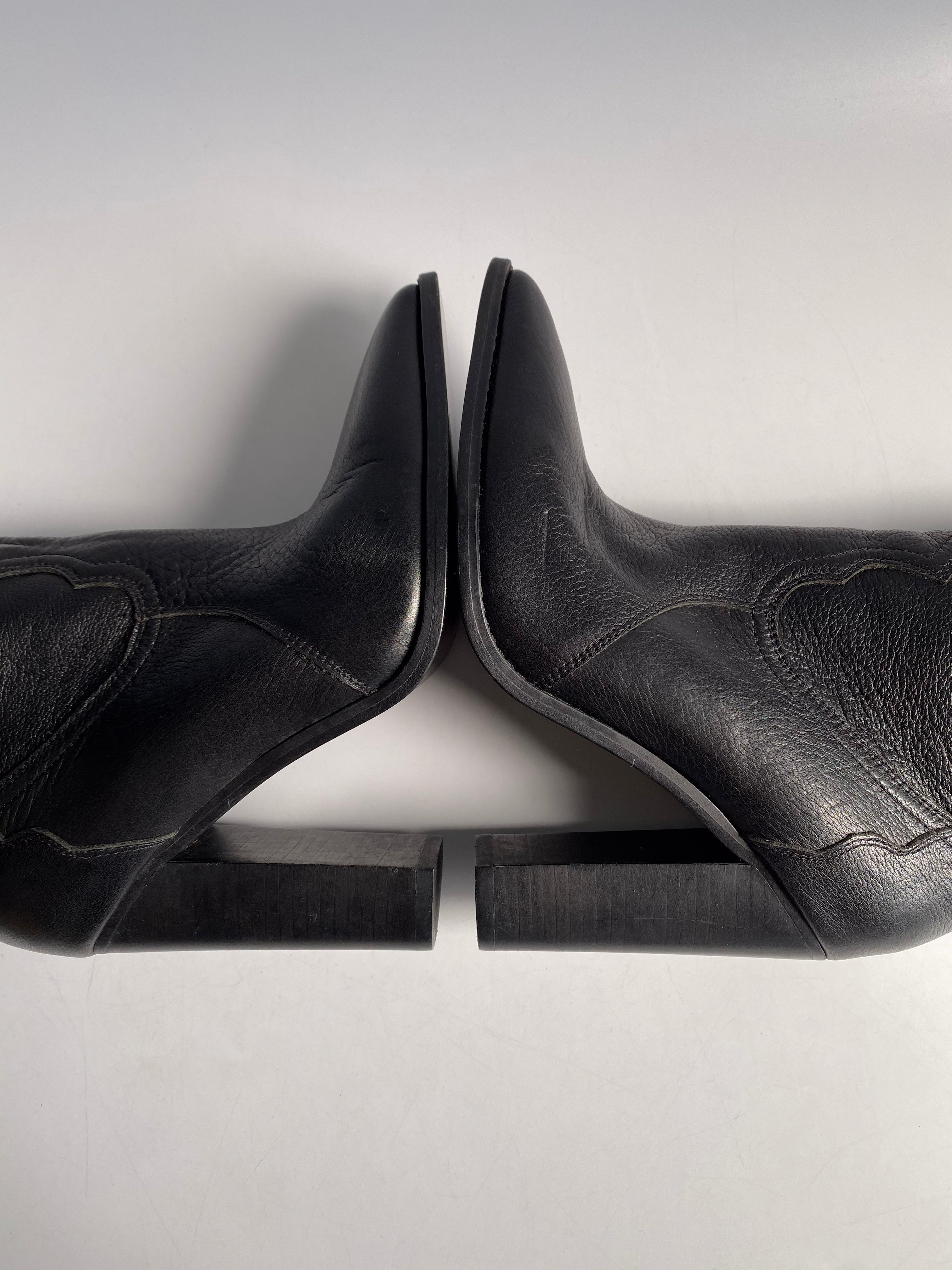 YSL Black Leather Knee-Length Boots with Heels Size 38 EUR | Purse Maison Luxury Bags Shop