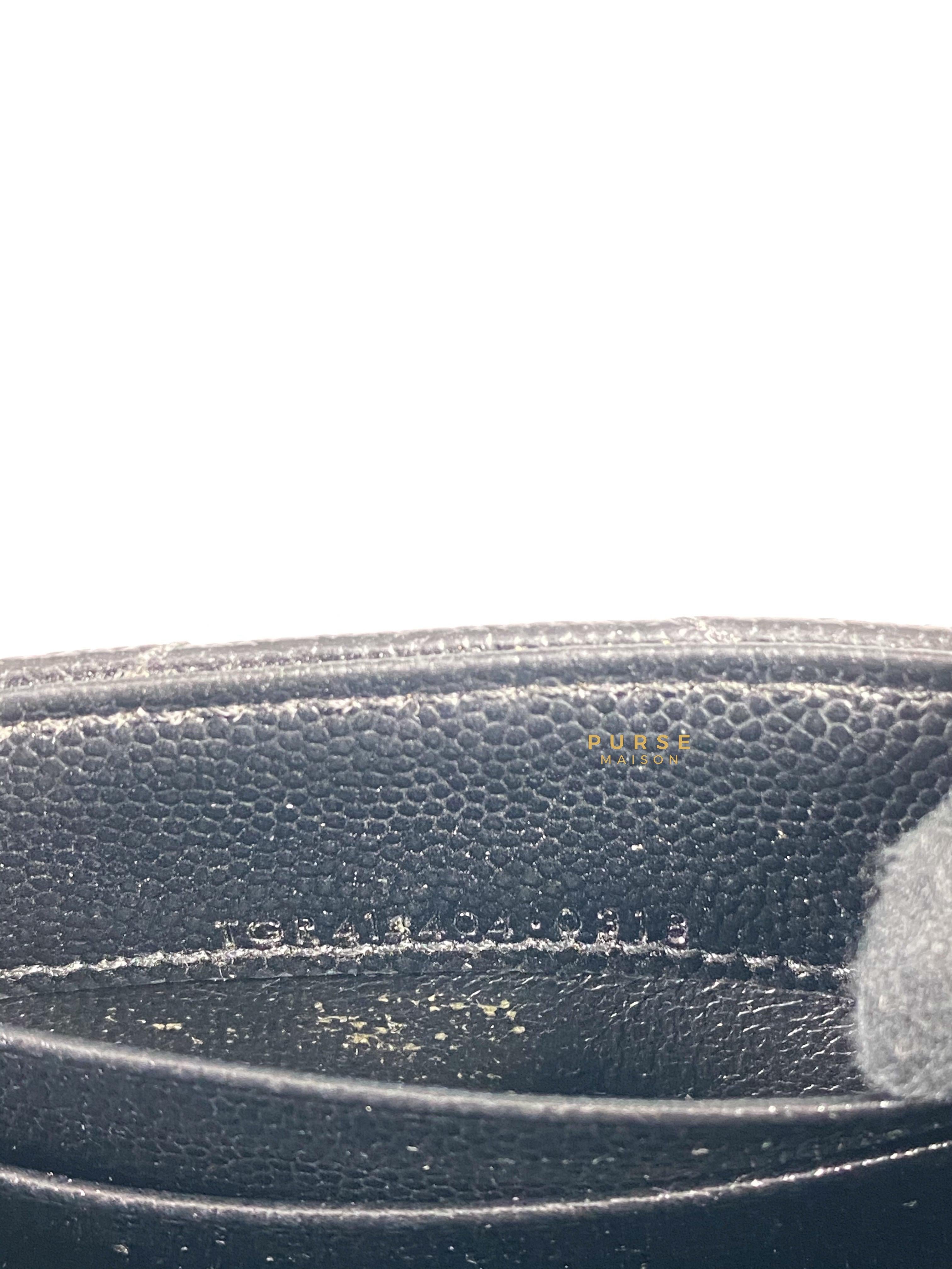 YSL Compact Flap Wallet Black Leather & Silver Hardware | Purse Maison Luxury Bags Shop