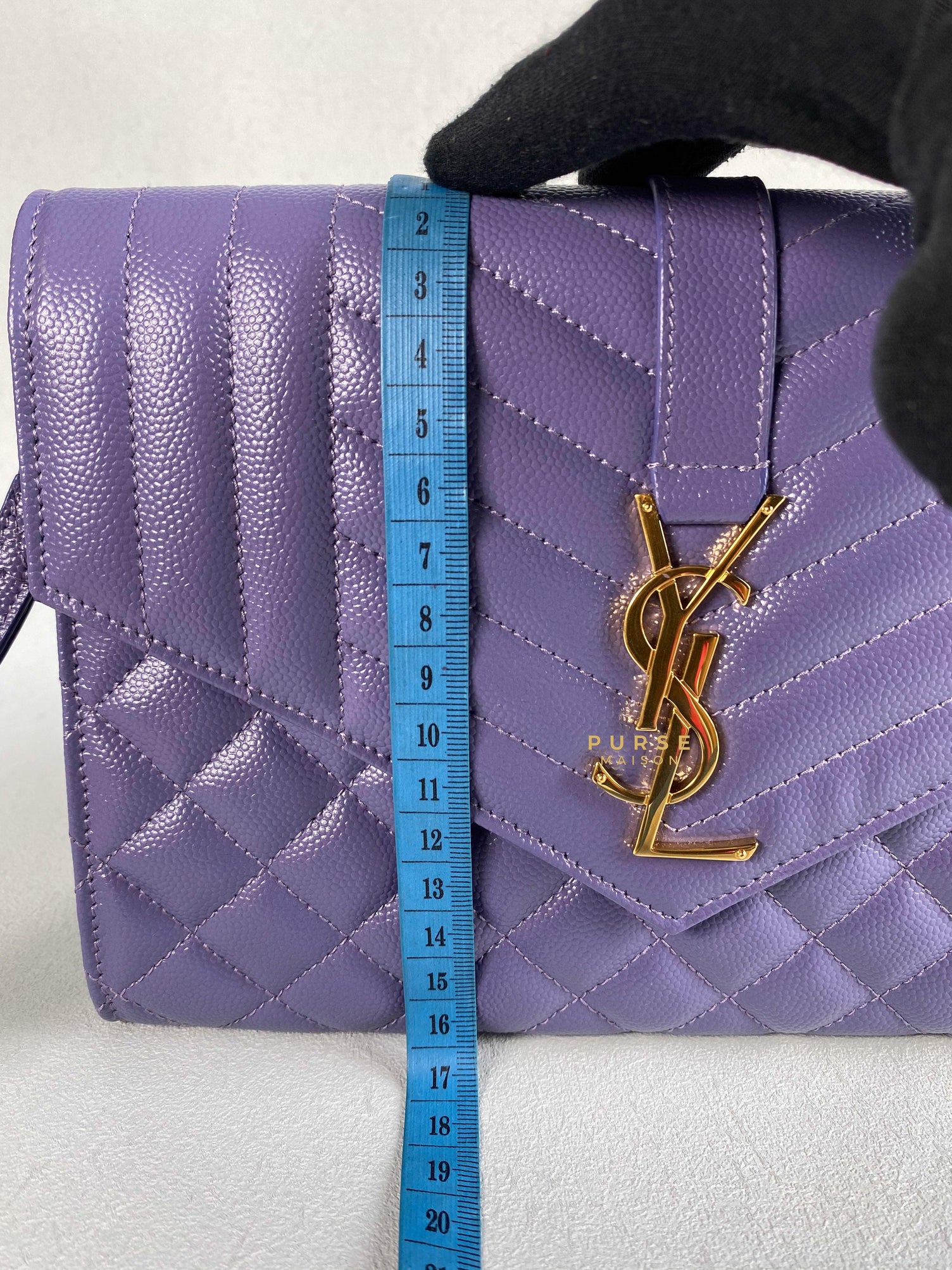 YSL Envelope Clutch in Mix Matelasse Grain De Poudre Embossed Purple Leather | Purse Maison Luxury Bags Shop