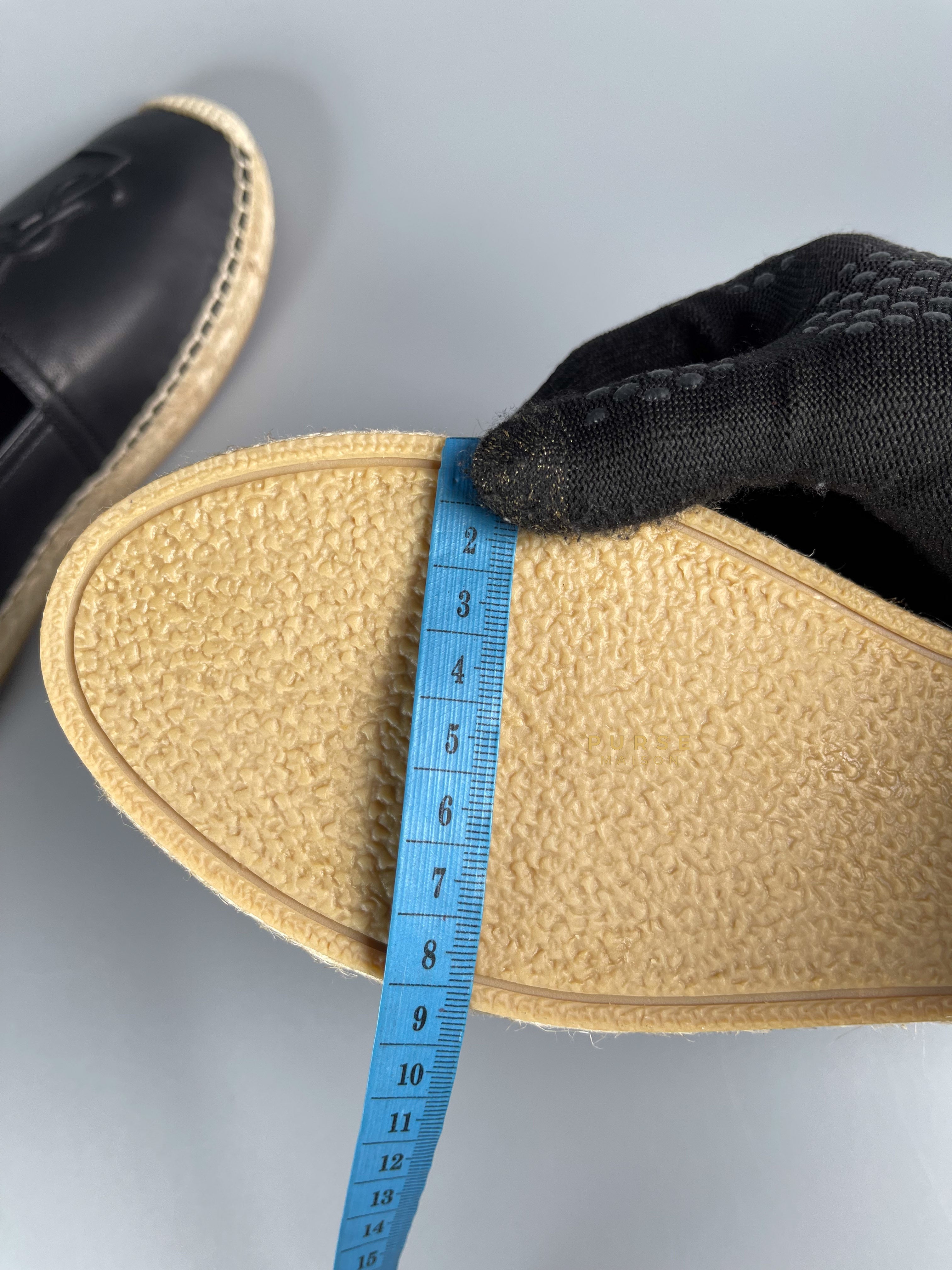 YSL Espadrilles in Black Lambskin Leather (Size 37.5 EU, 23cm) | Purse Maison Luxury Bags Shop