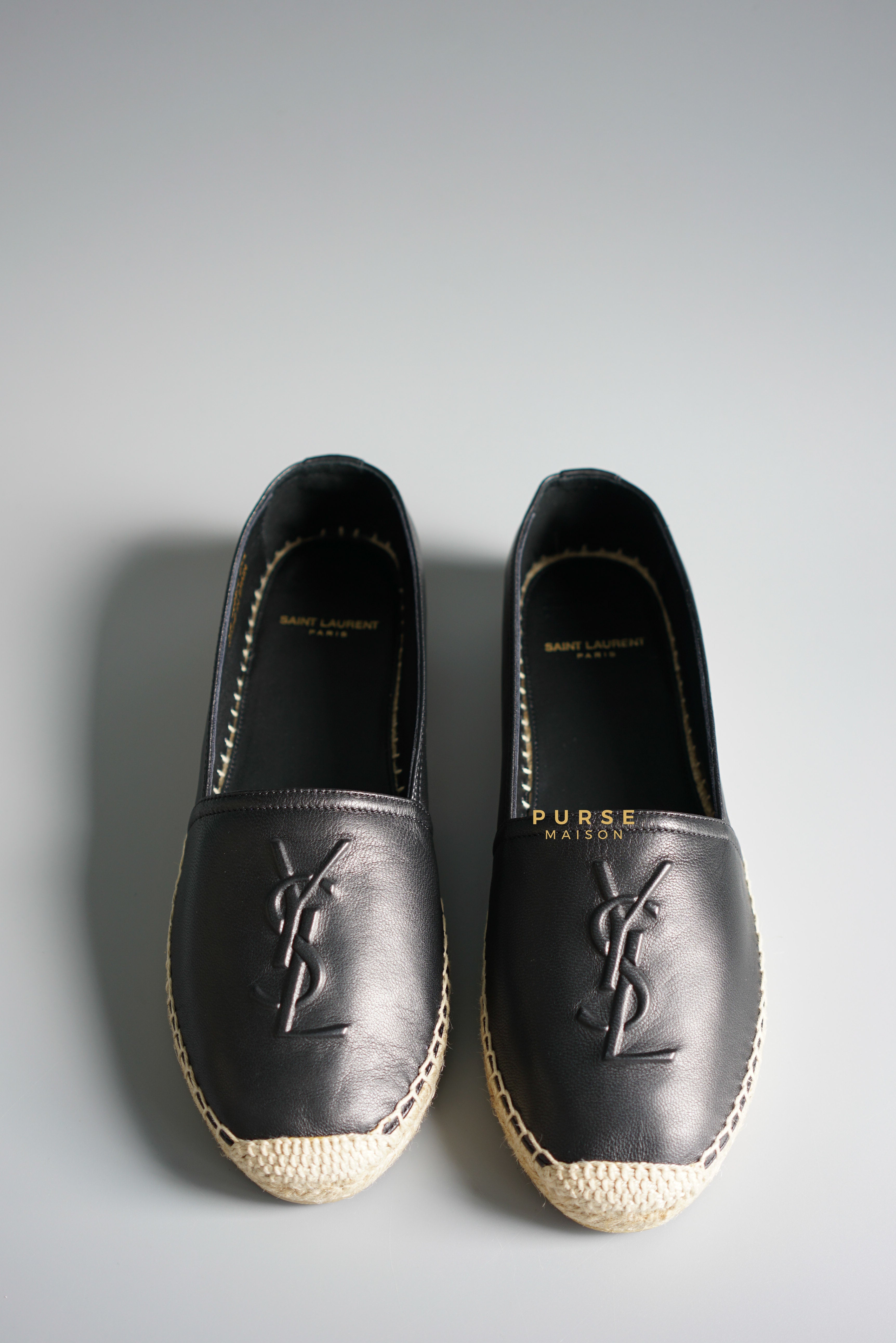 YSL Espadrilles in Black Lambskin Leather (Size 37.5 EU, 23cm) | Purse Maison Luxury Bags Shop