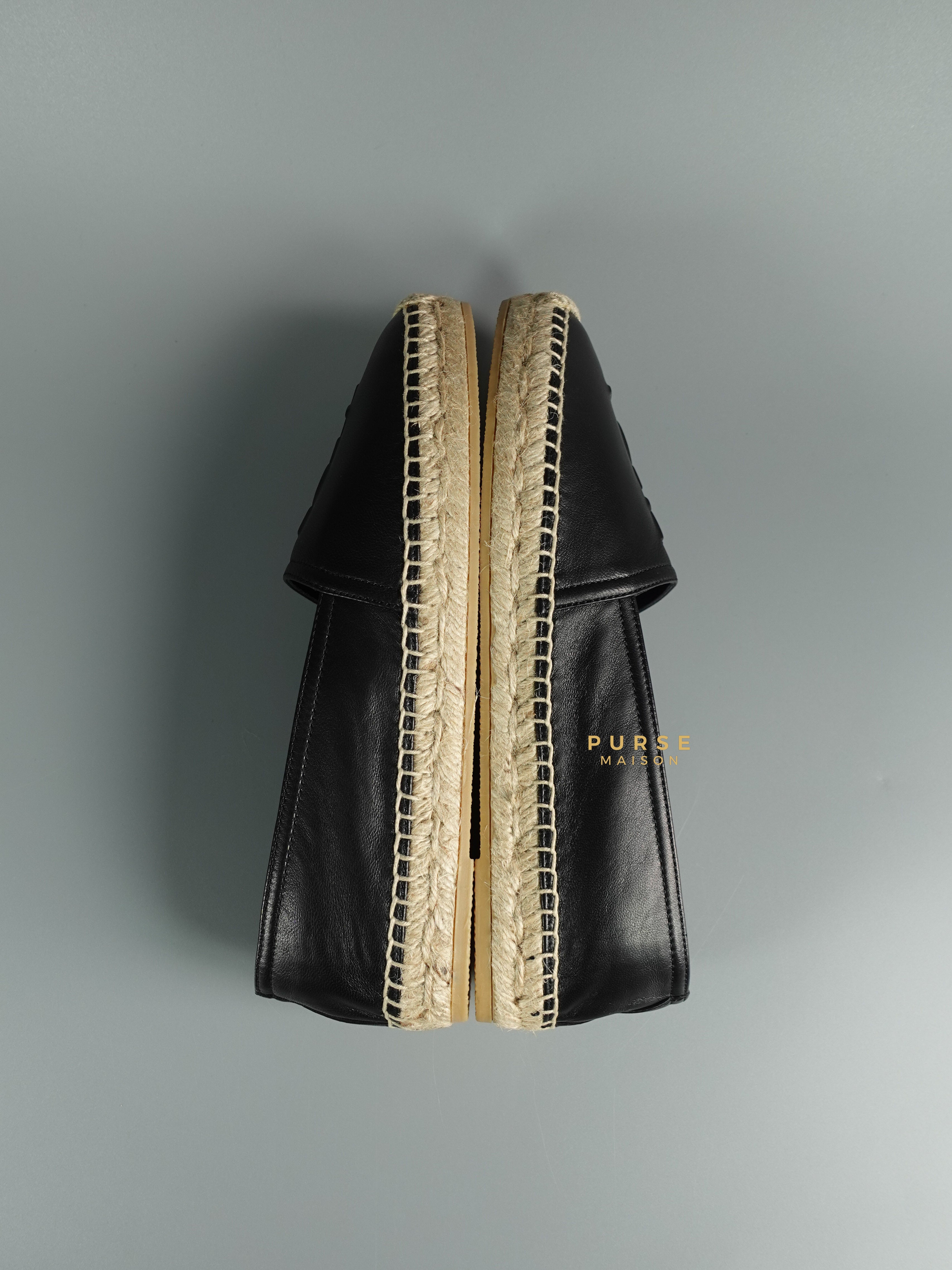 YSL Espadrilles in Black Lambskin Leather (Size 37.5 EU, 23cm) | Purse Maison Luxury Bags Shop